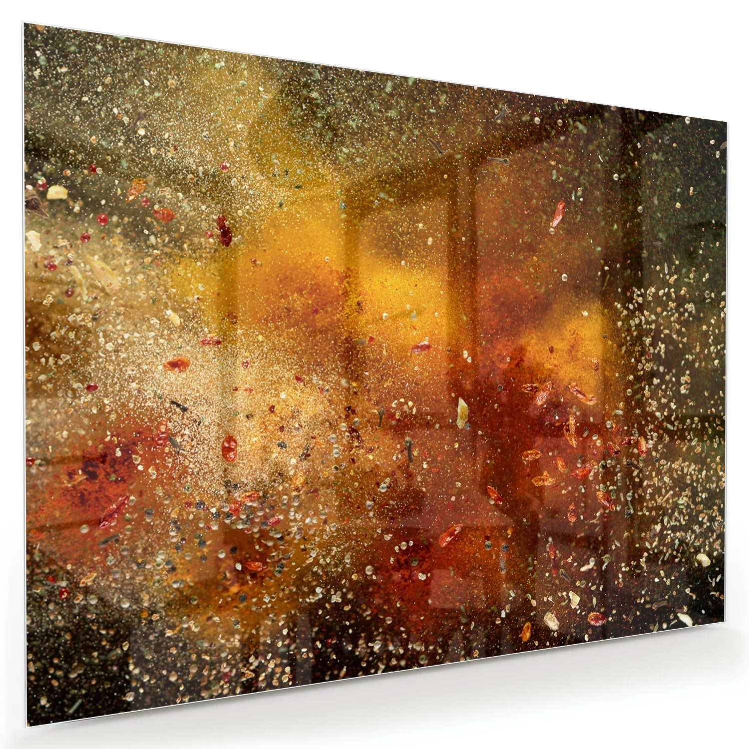 Abstraktes Glasbild mit warmen Farben