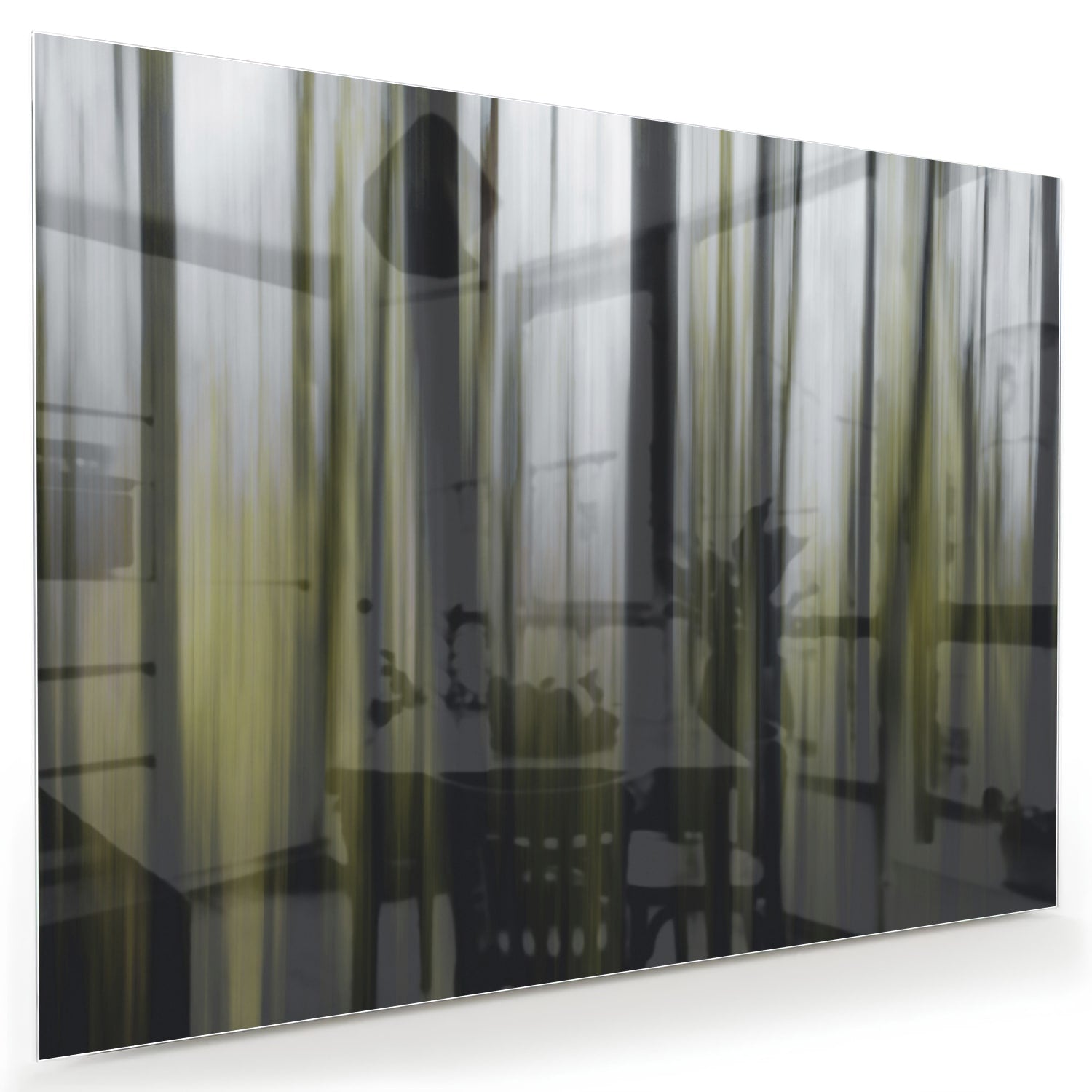 Glasbild mit grünem Bambus in einem modernen Wohnzimmer