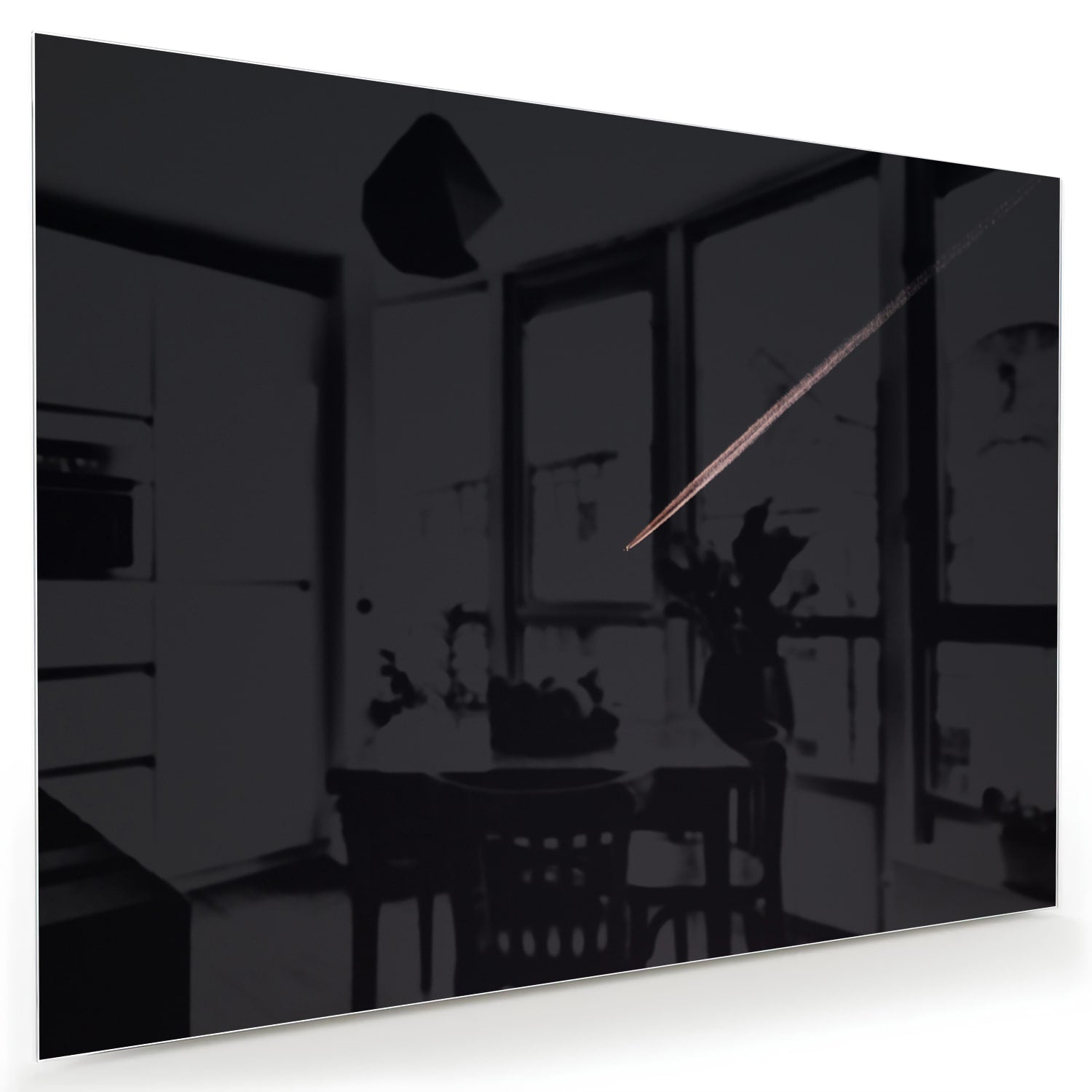Modernes Glasbild mit schwarzem Hintergrund