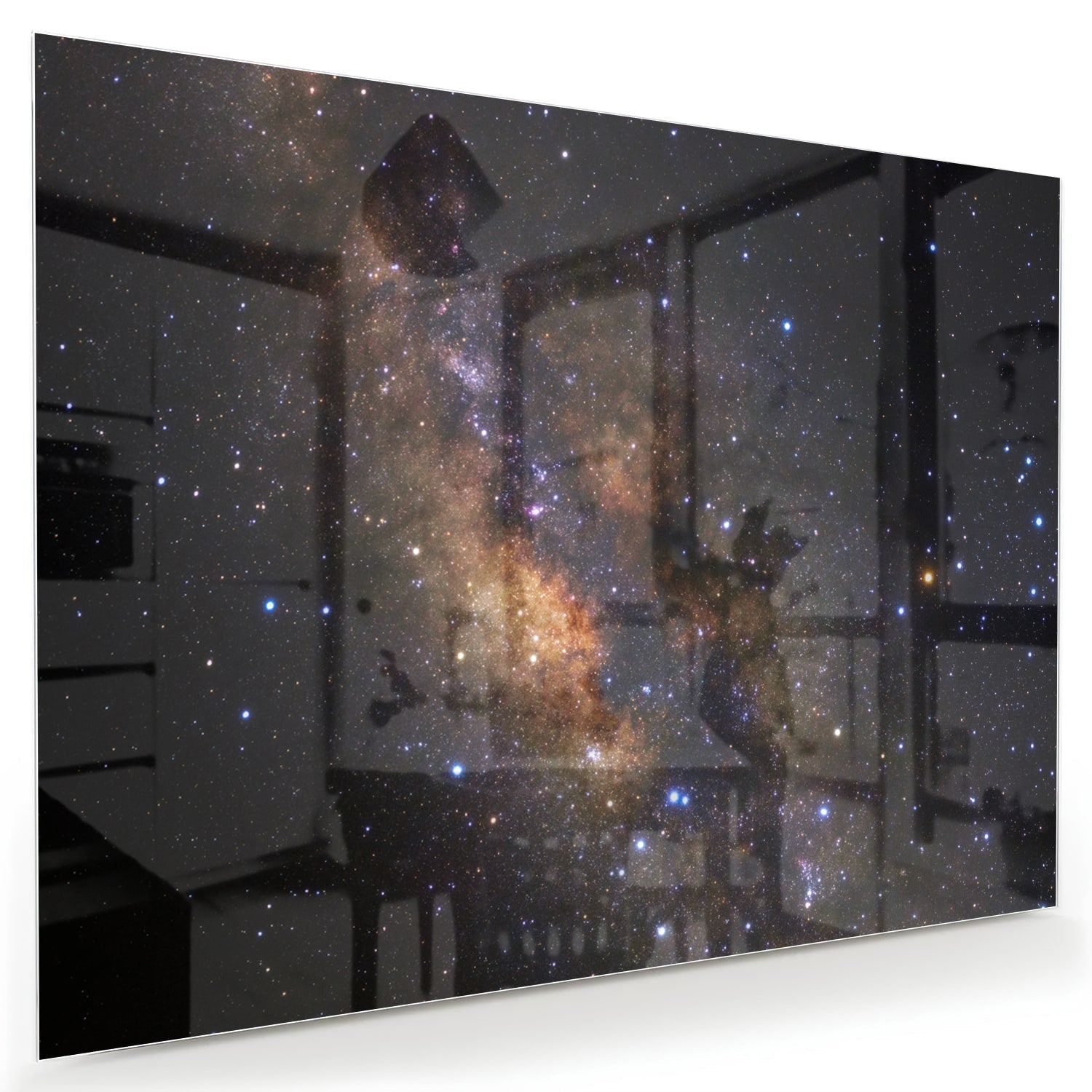 Abstraktes Glasbild mit dem Universum