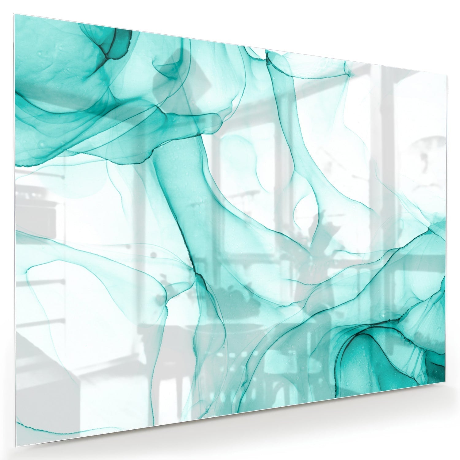 Hellblaues abstraktes Glasbild für elegante Innenräume