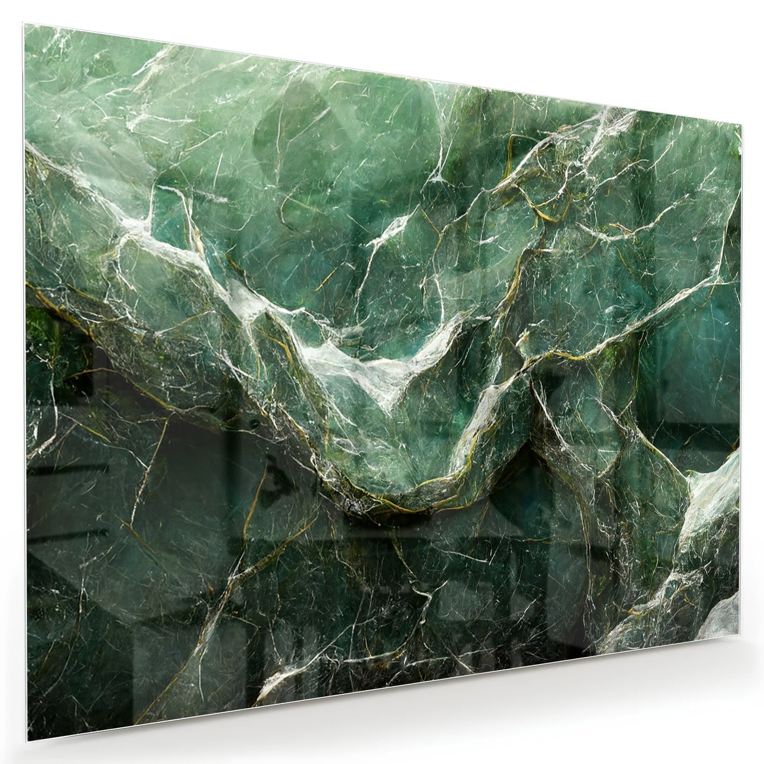 Glasbild mit grüner Marmoroptik