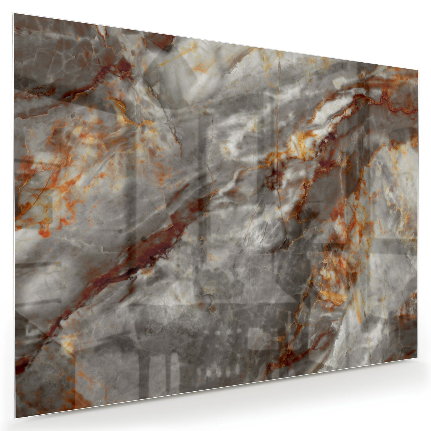 Glänzendes Glasbild mit Marmoroptik in Grau
