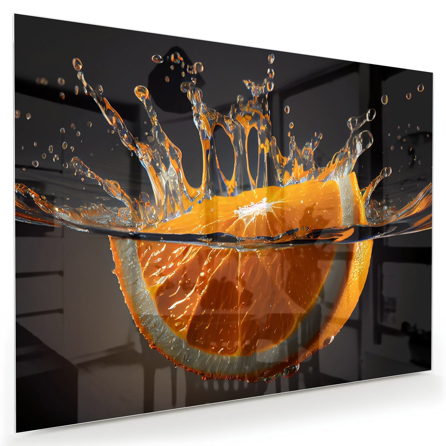 Dynamisches orangefarbenes Glasbild