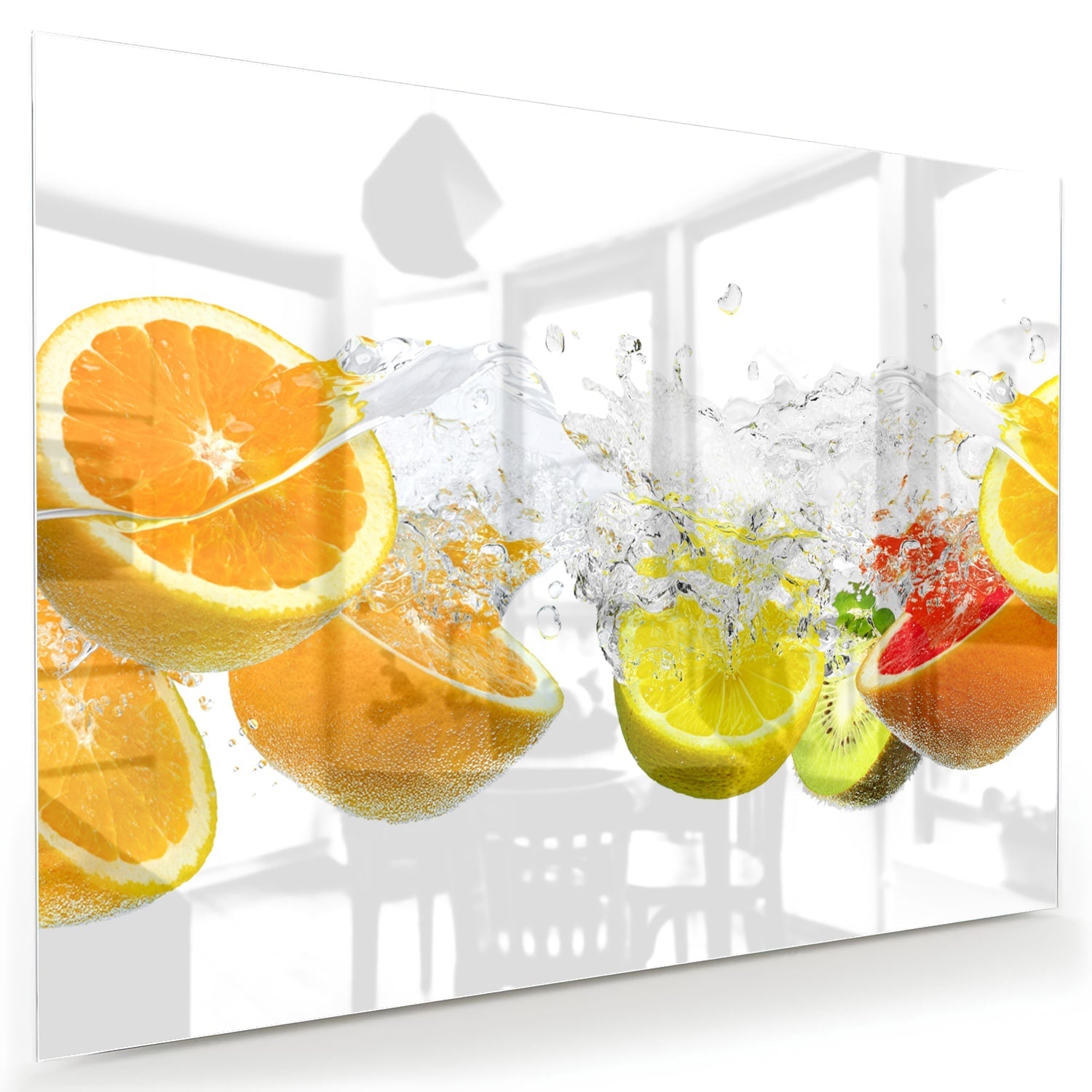 Erfrischendes Glasbild mit Zitrusfrüchten