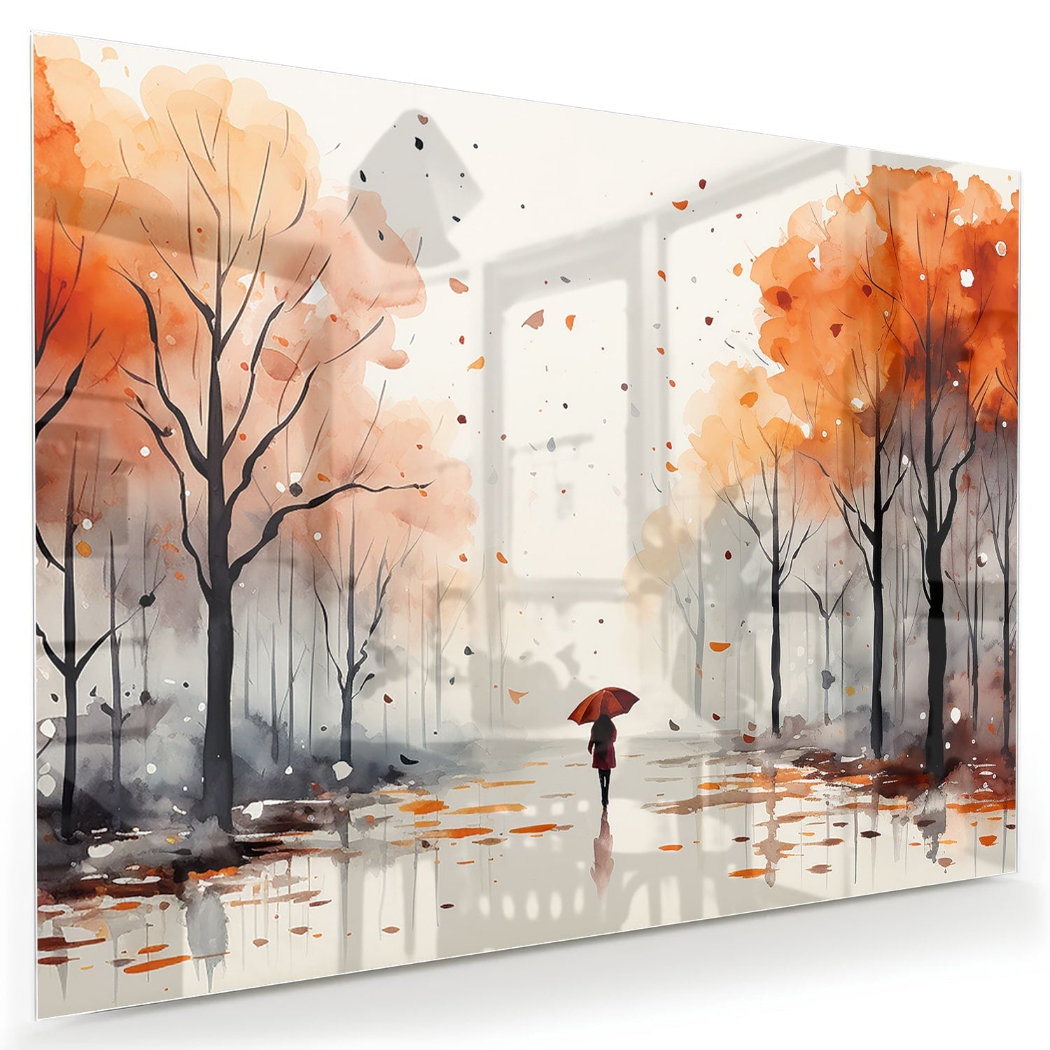 Zauberhaftes Glasbild mit Herbstlandschaft
