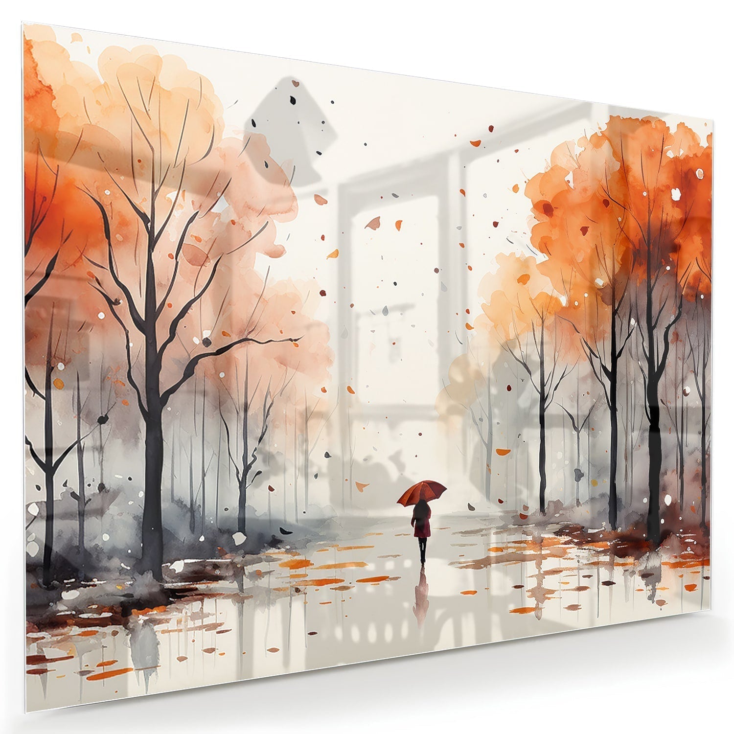 Zauberhaftes Glasbild mit herfstlandschap als moderne Glas-Wanddekoration aus 4 mm Sicherheitsglas