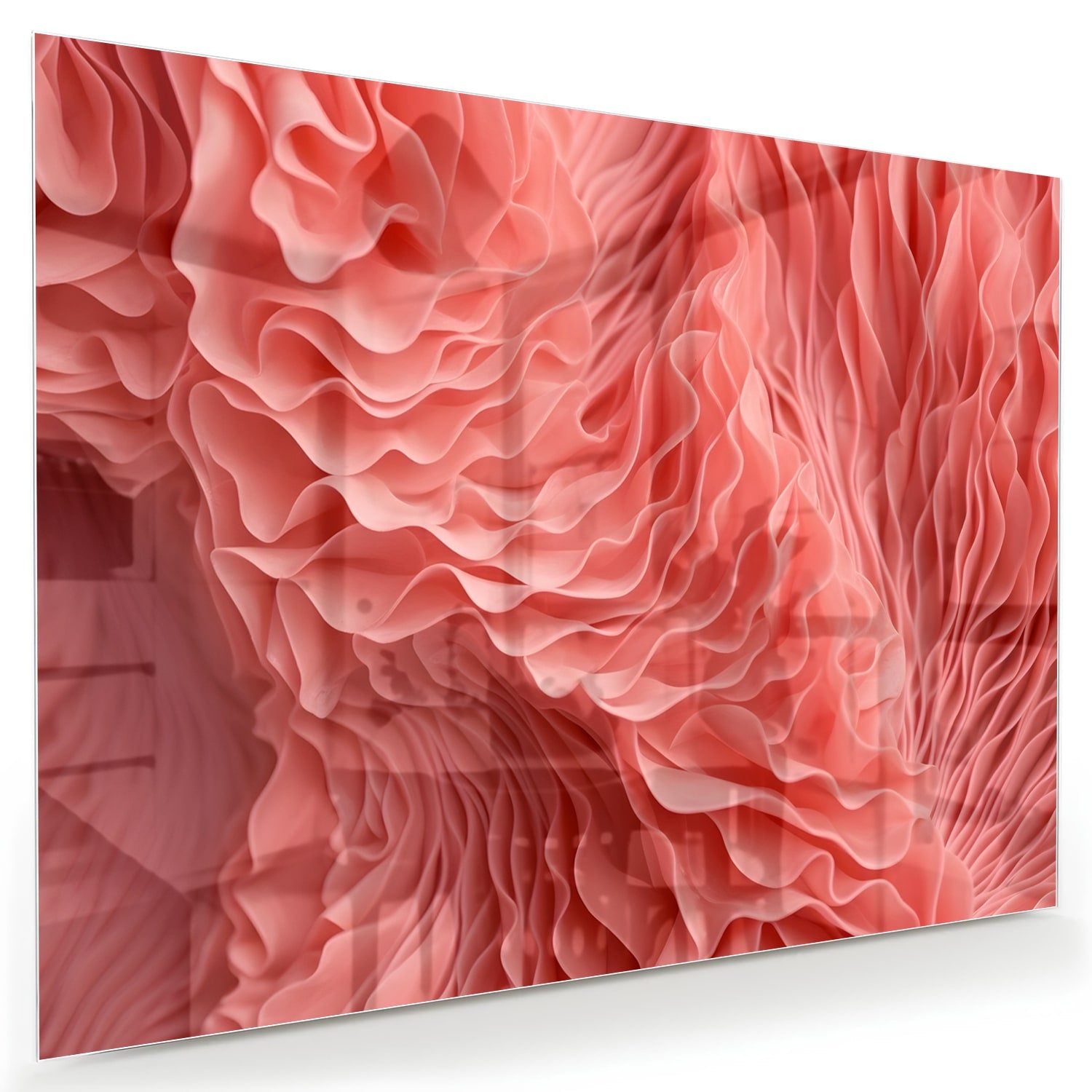 Abstraktes rosa Glasbild mit wellenförmigem Muster