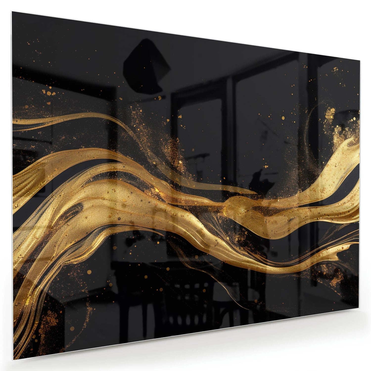 Elegantes Glasbild mit goldenen Linien