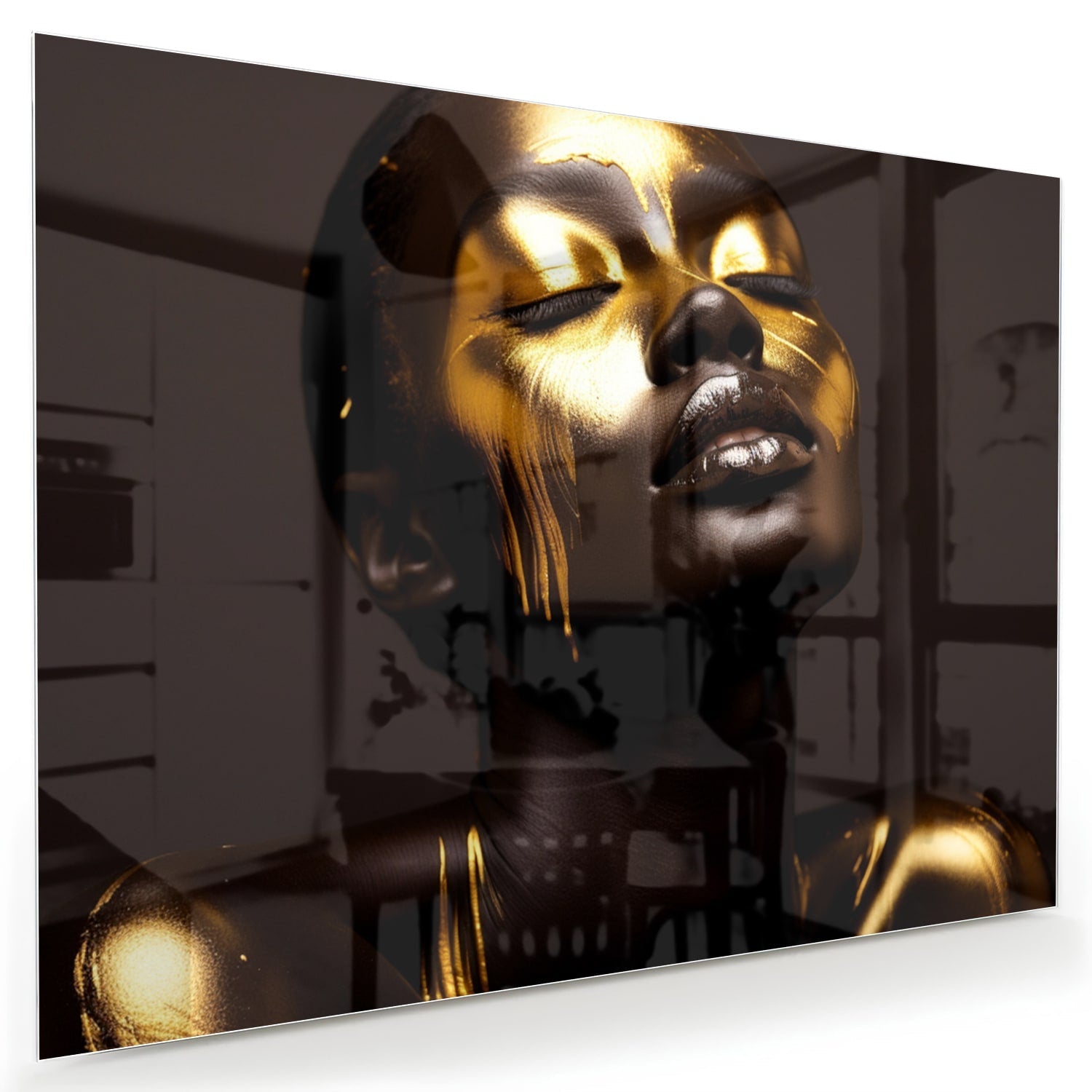 Elegantes Glasbild mit goldenen Akzenten
