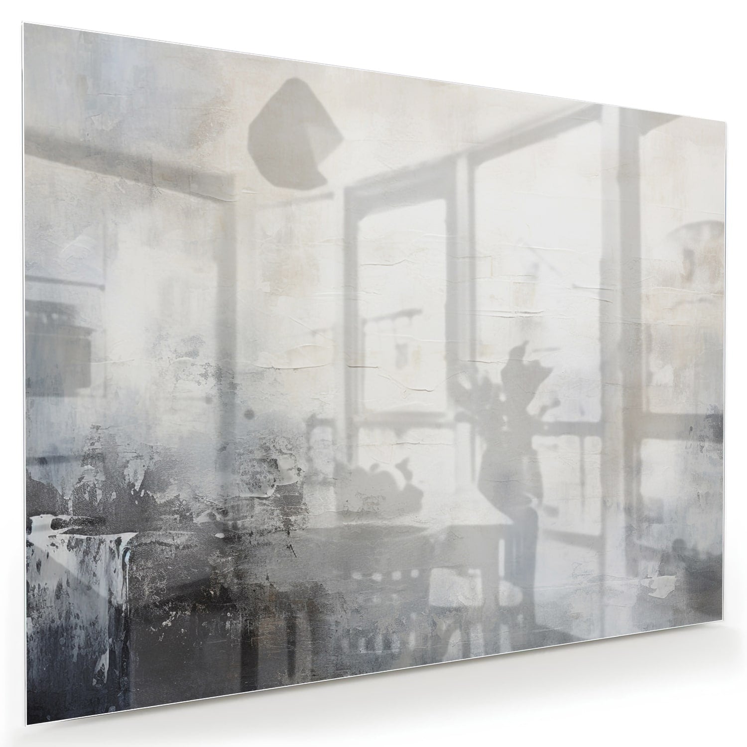 Abstraktes Glasbild mit dezenten Farben