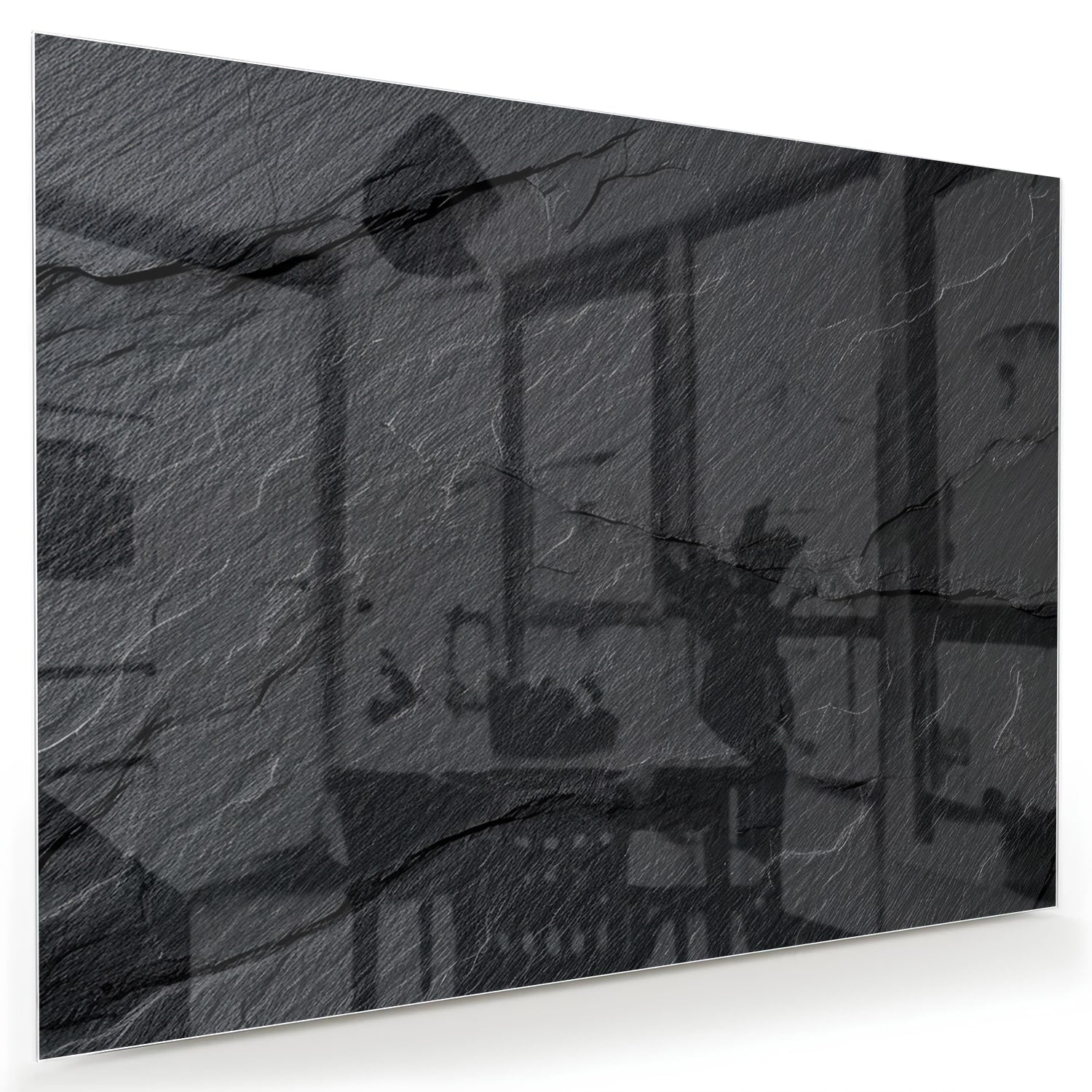 Modernes Glasbild mit abstraktem Schwarz-Weiß-Muster