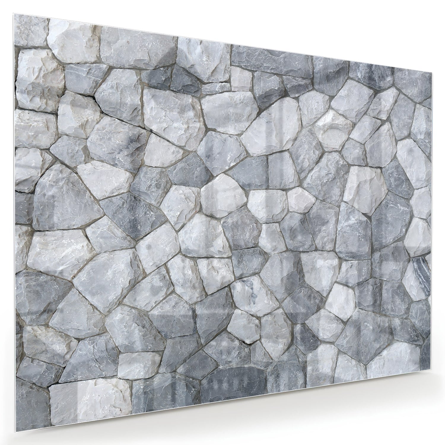 Elegantes Glasbild mit grauen Steinen