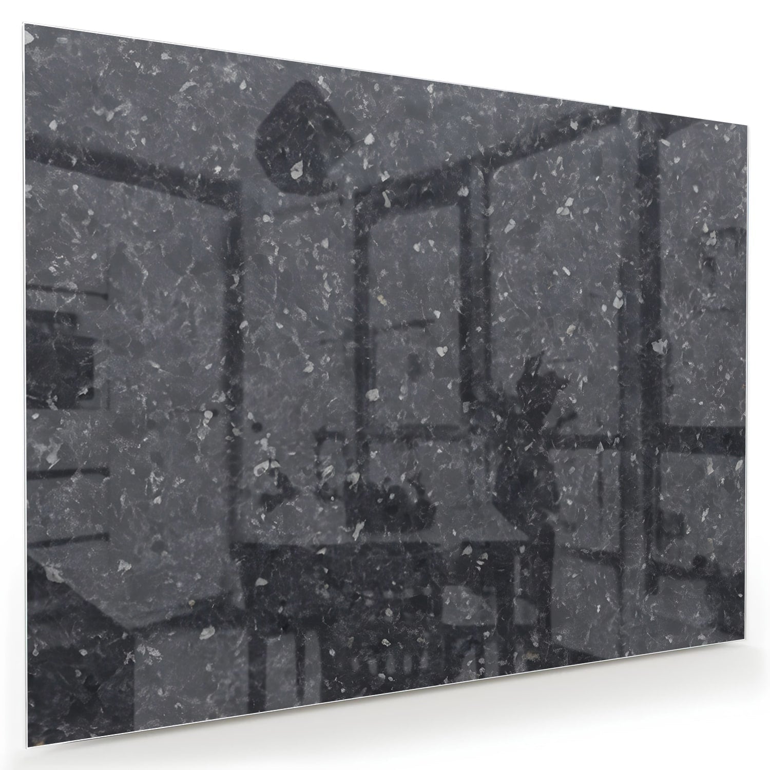 Modernes Glasbild mit schwarzer Oberfläche