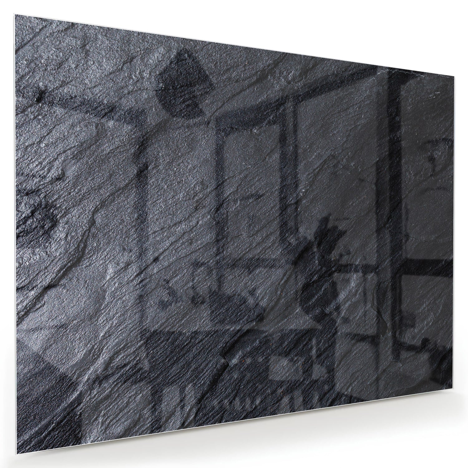 Stilvolles Glasbild mit abstrakter Schwarz-Weiß-Textur