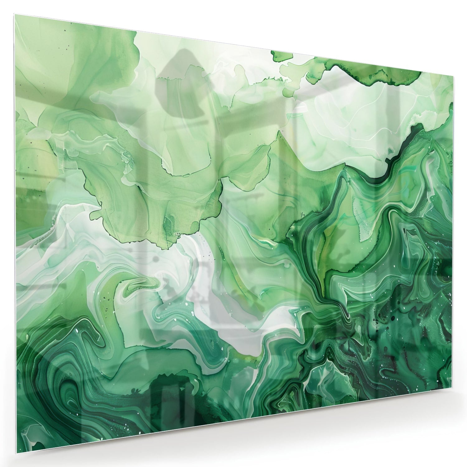 Grünes marmoriertes Glasbild für moderne Innenräume