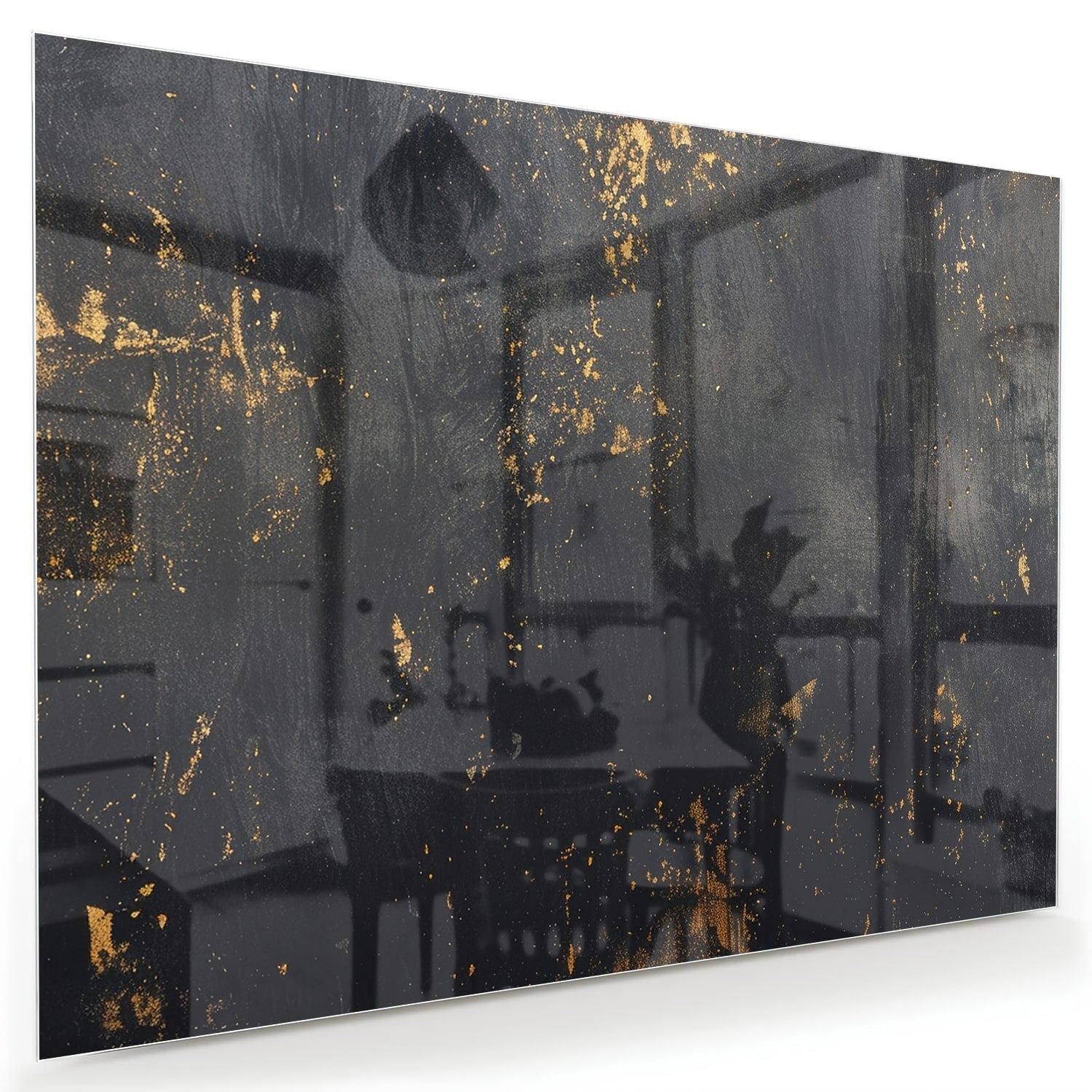 Stilvolles Glasbild mit goldenen Akzenten