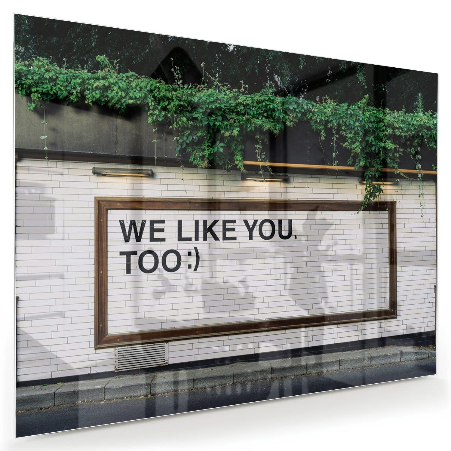 Glasbild 'We Like You Too' mit Pflanzen