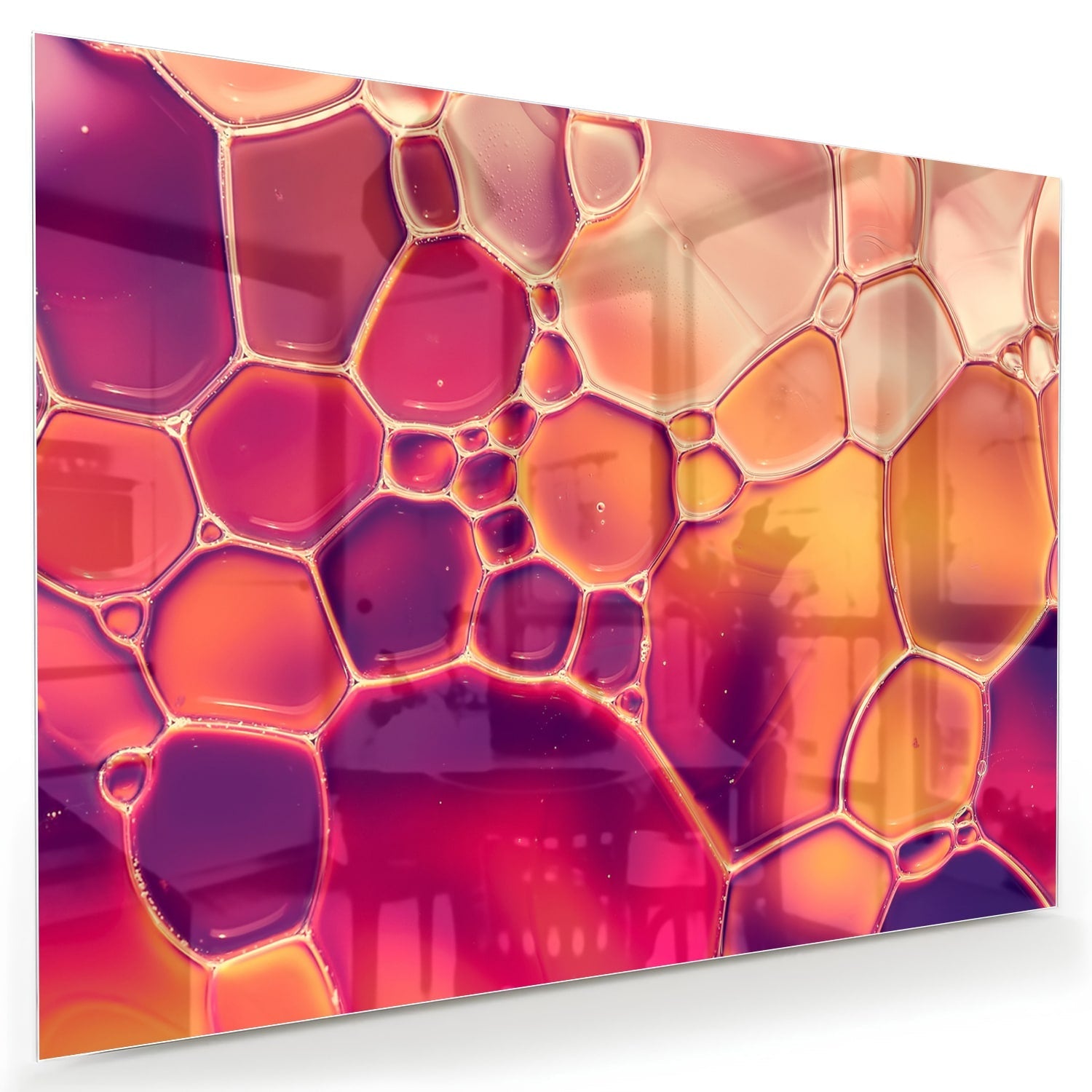 Abstraktes Glasbild in warmen Farben