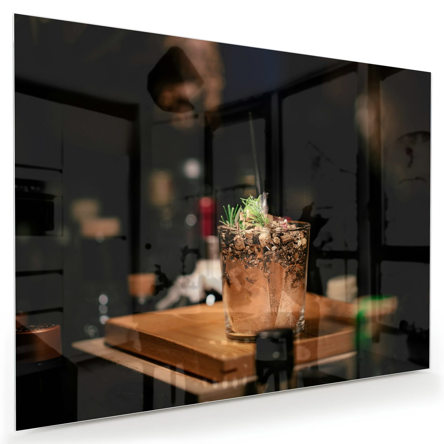 Stilvolles Glasbild mit einem Cocktail