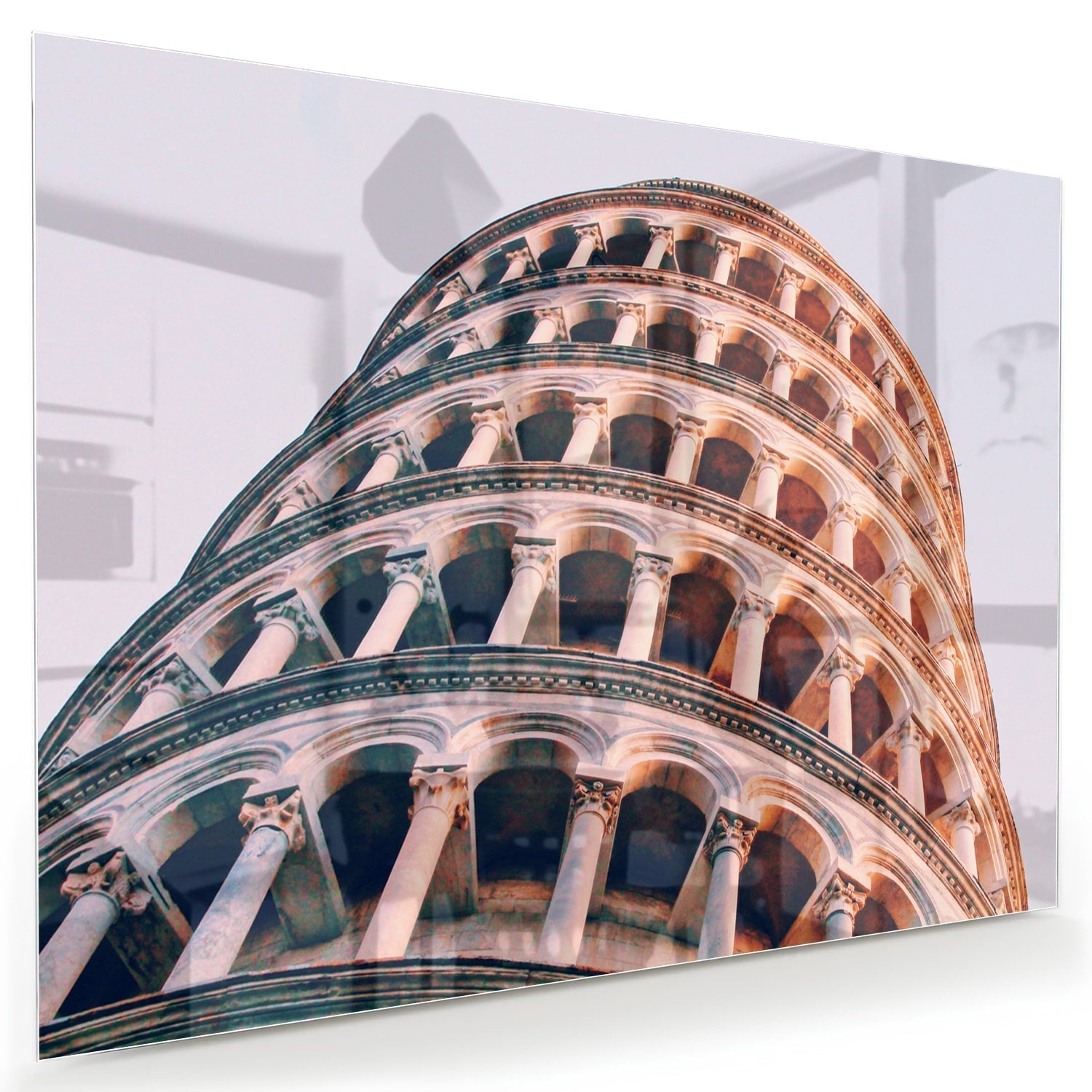 Glasbild mit dem Schiefen Turm von Pisa