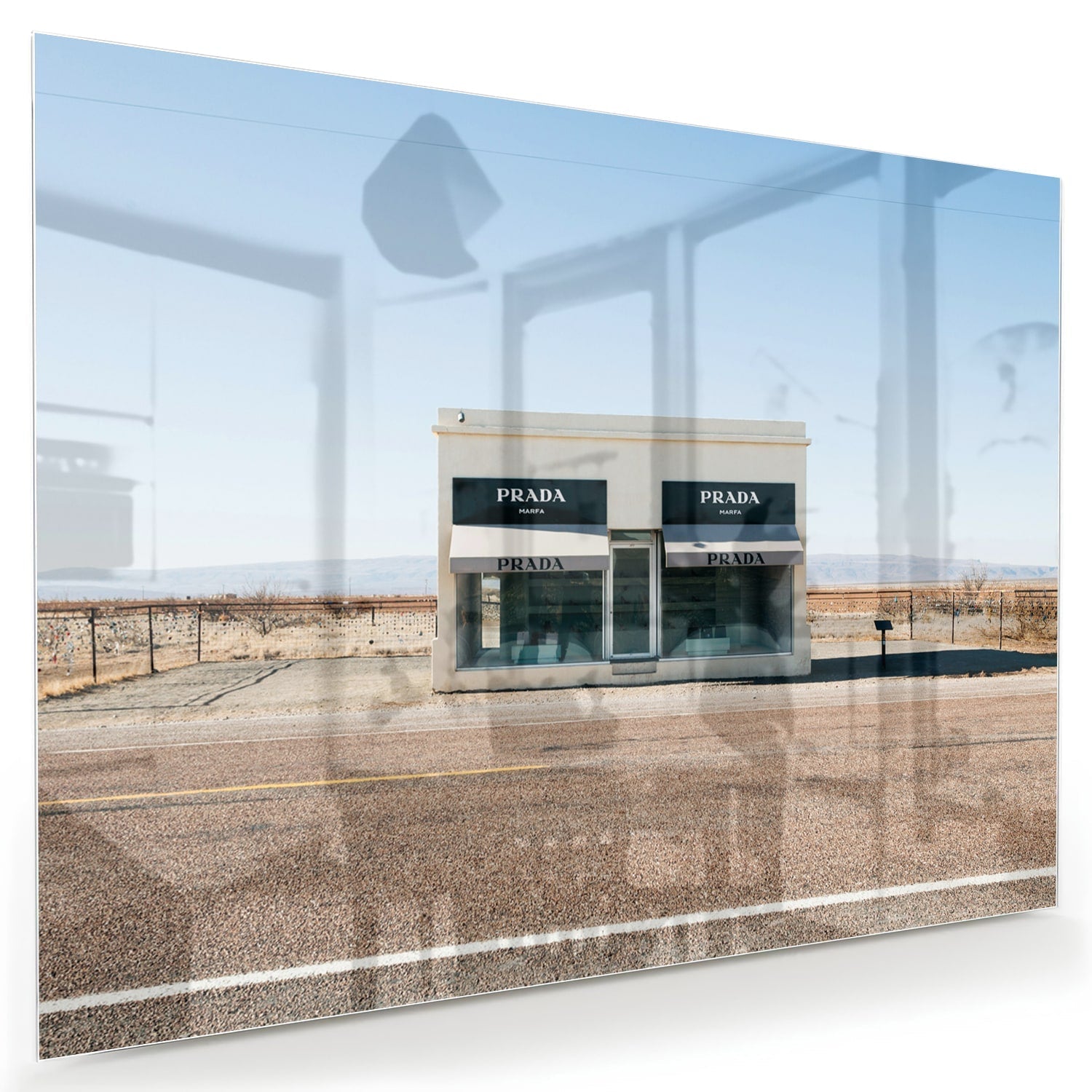 Modernes Glasbild mit einer Wüstenlandschaft