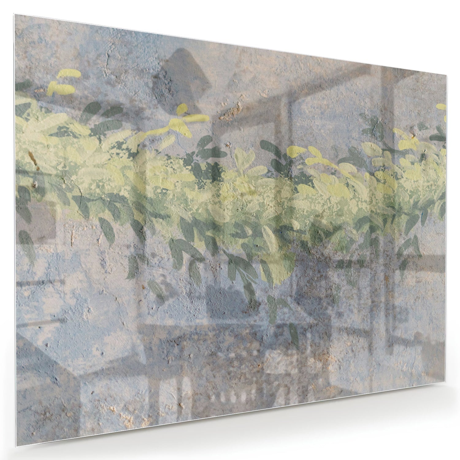Fröhliches Glasbild mit gelben Blumen