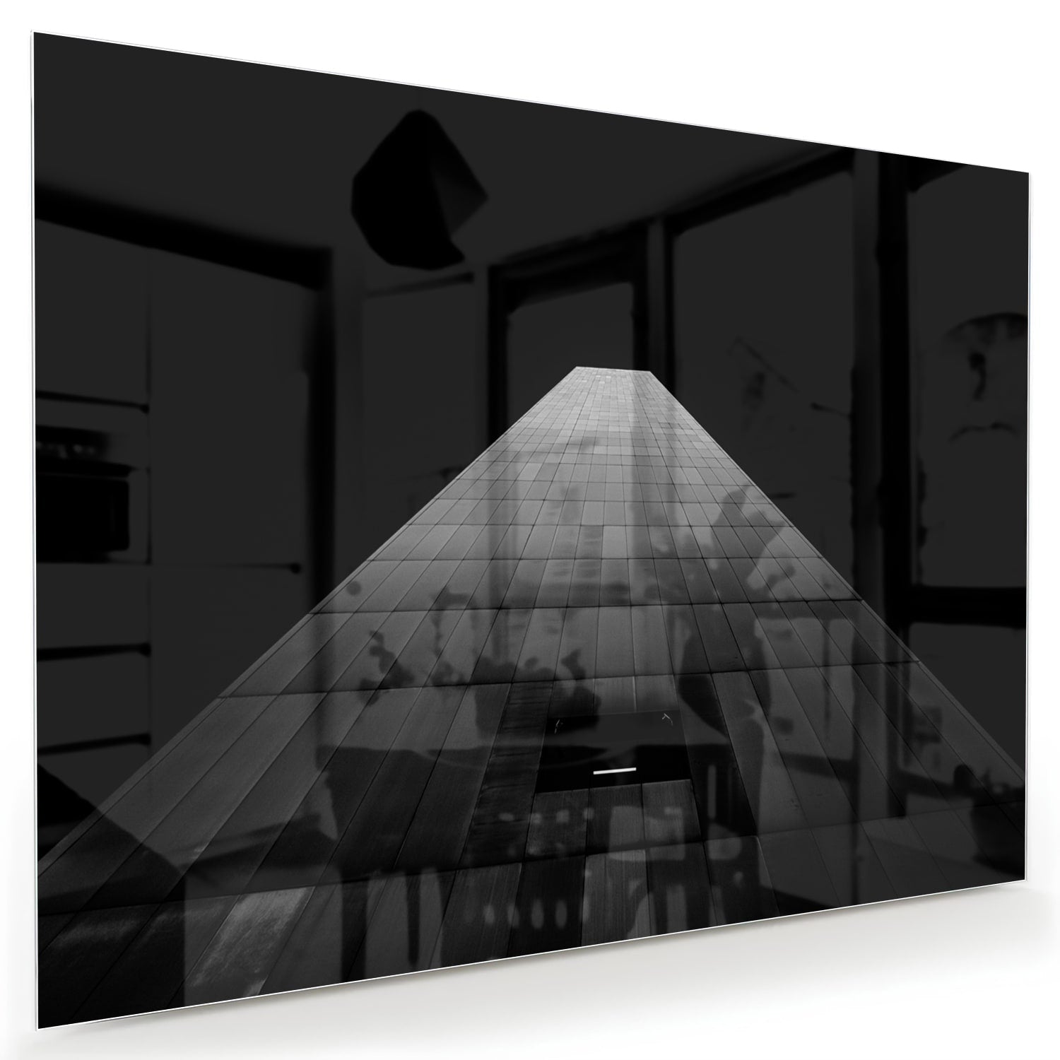 Minimalistisches Glasbild mit Lichteinfall
