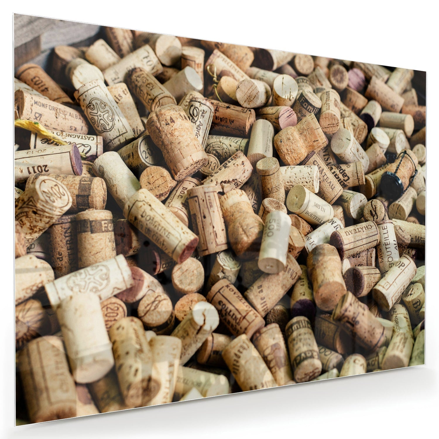 Kreatives Glasbild mit Korkenstapel