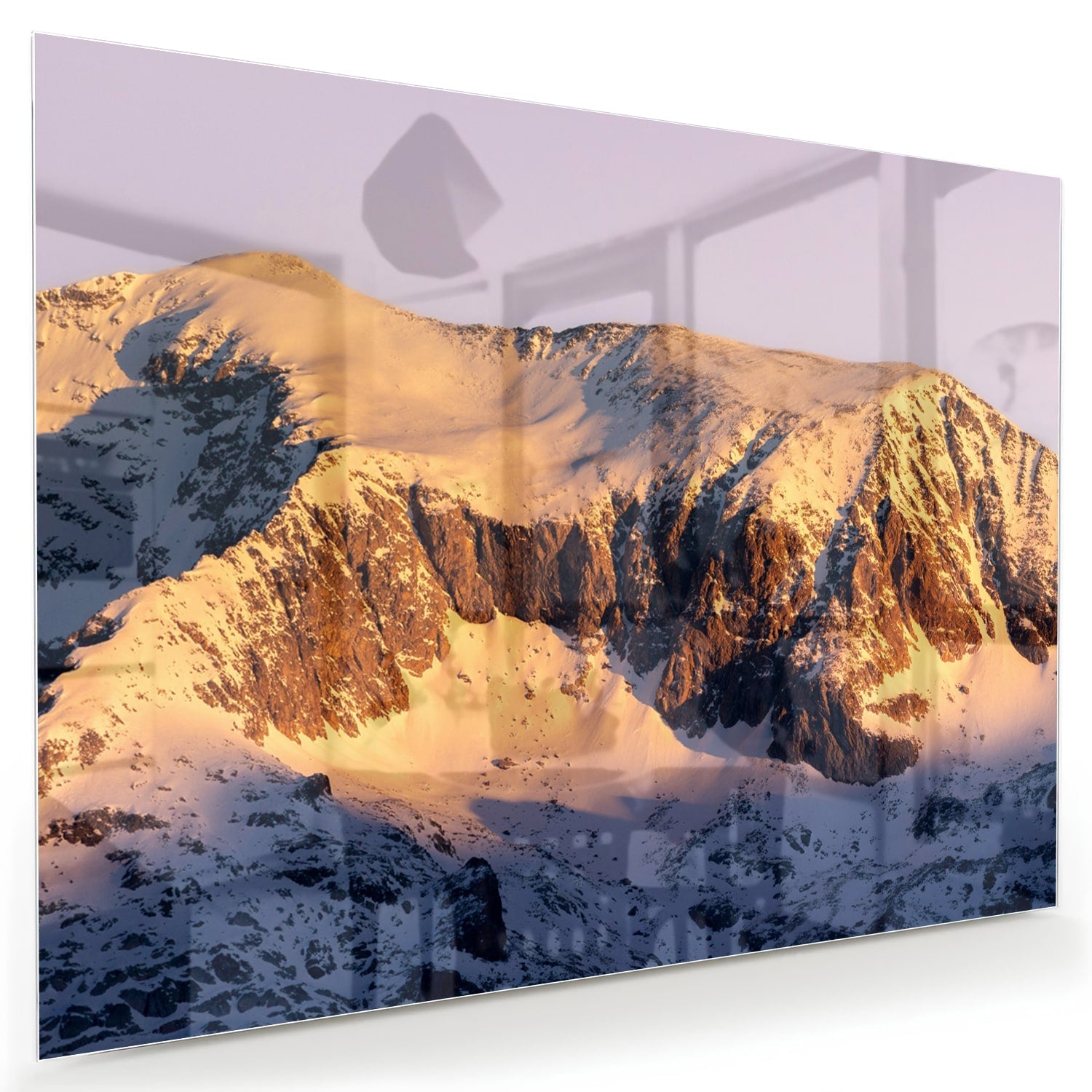 Atemberaubendes Glasbild mit Berglandschaft