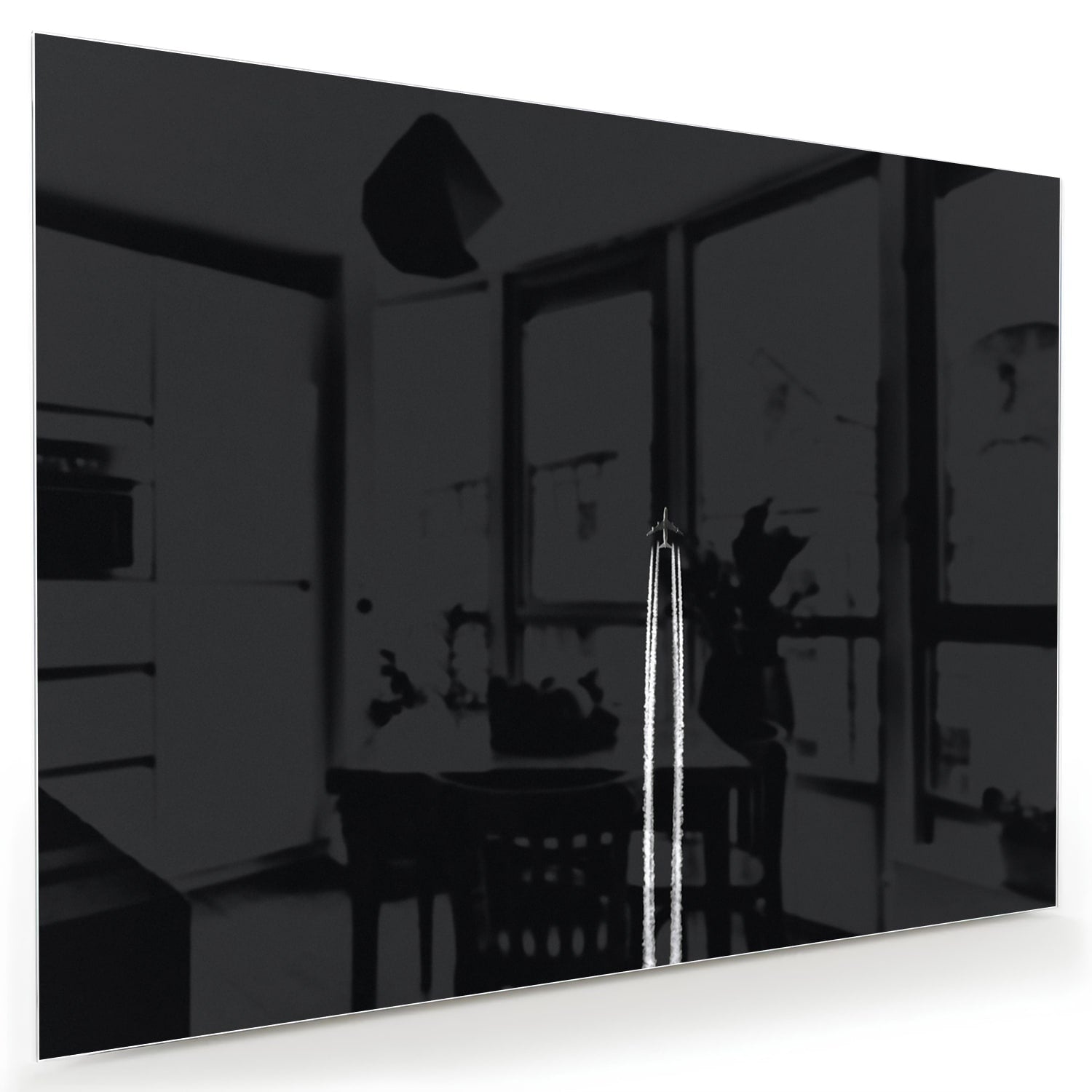 Stilvolles schwarzes Glasbild für moderne Innenräume
