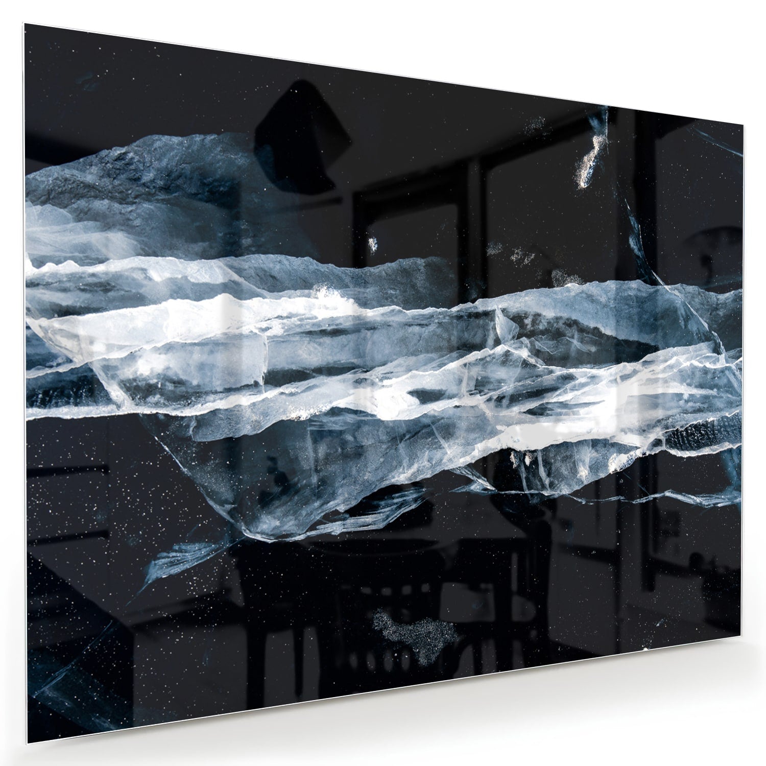 Abstraktes Glasbild für den Innenraum bei Nacht