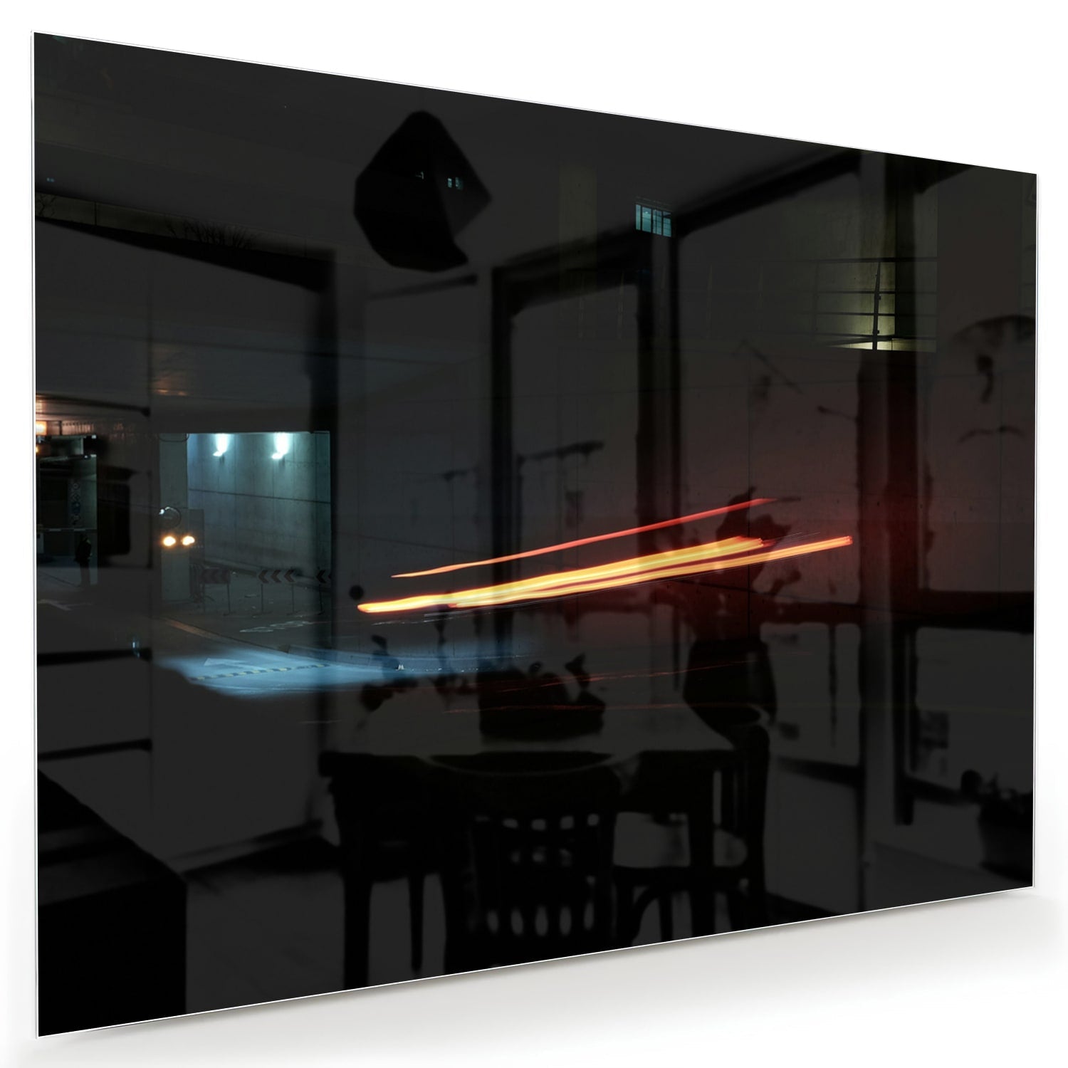 Stilvolles Glasbild mit abstrakter Beleuchtung