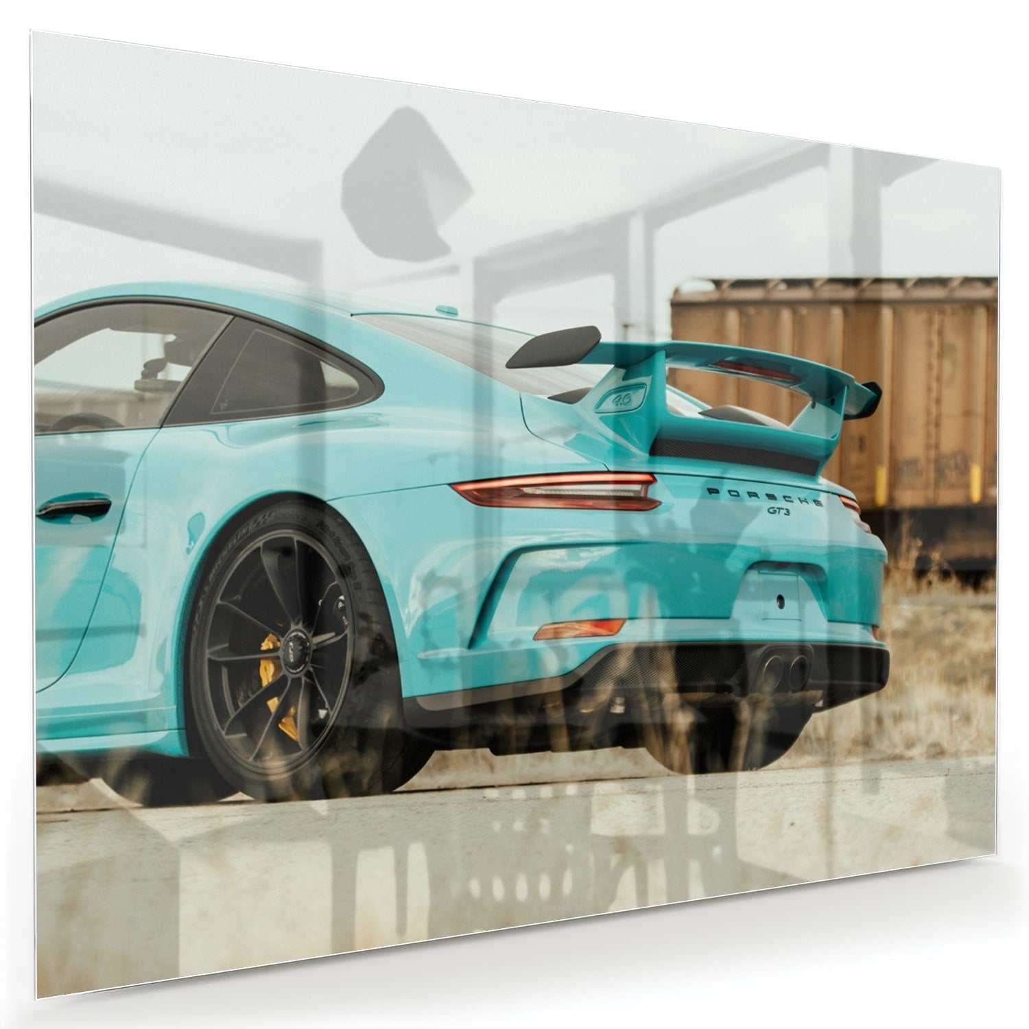 Stilvolles Glasbild mit einem Sportwagen