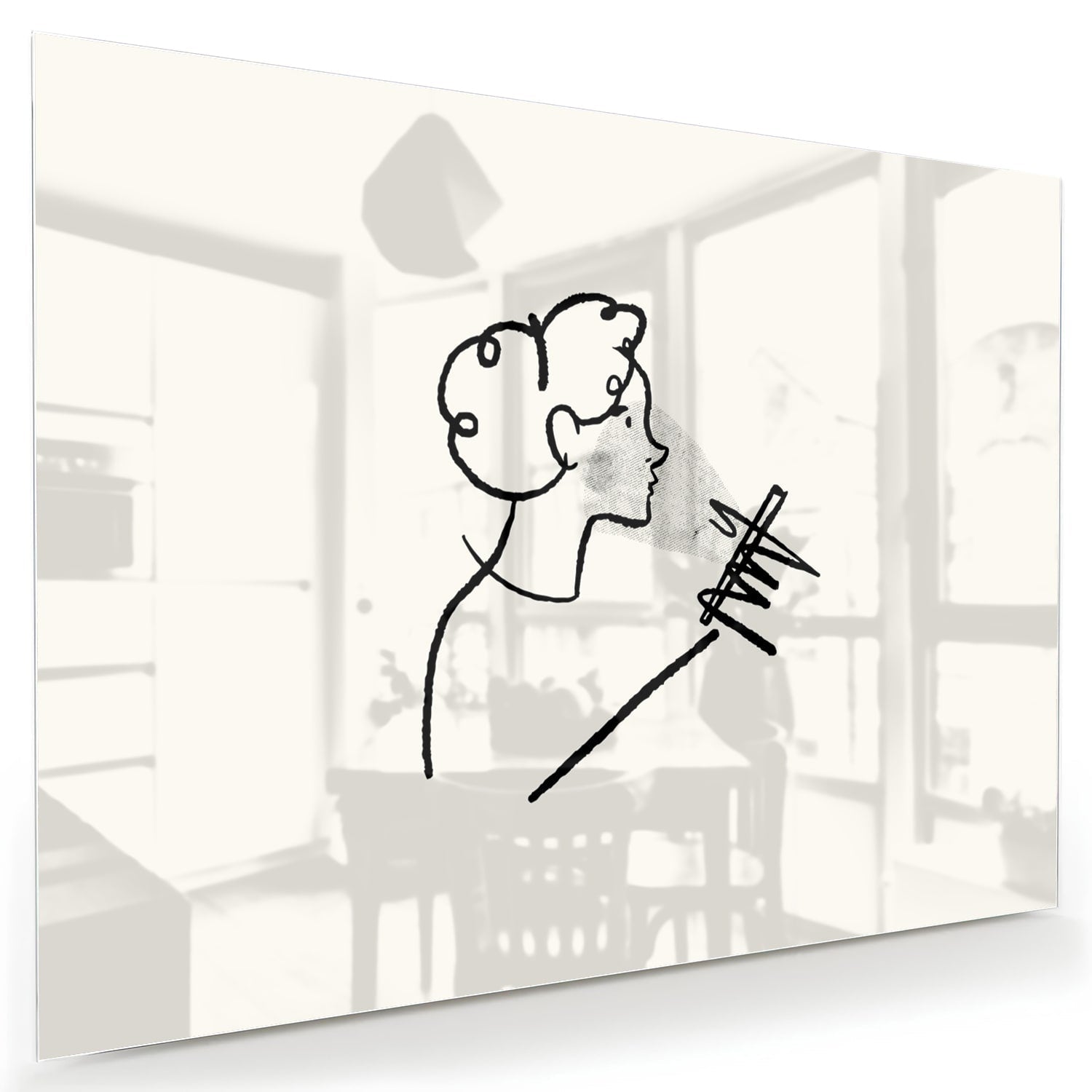 Minimalistisches Glasbild mit moderner Illustration