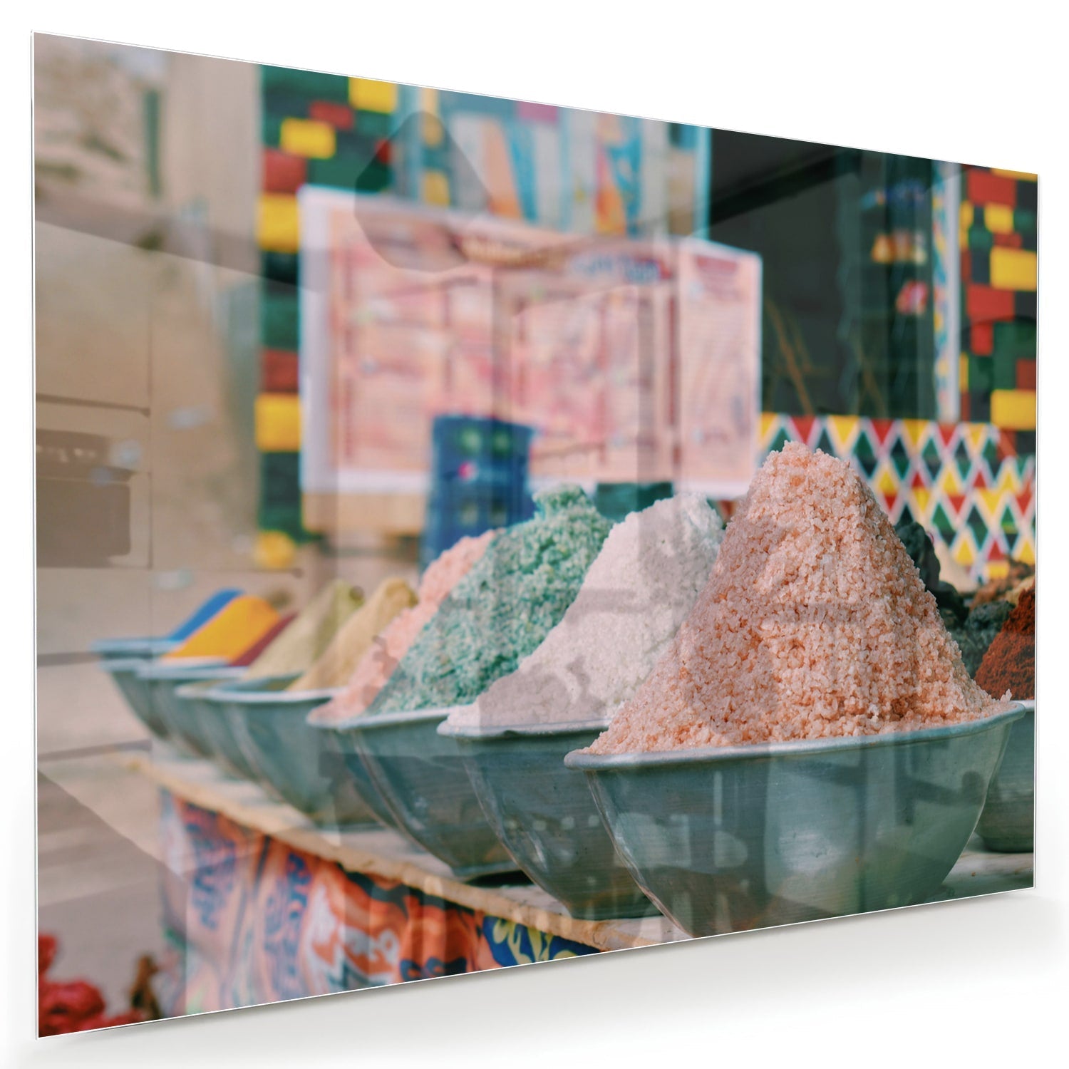 Farbenfrohes Glasbild mit Gewürzen