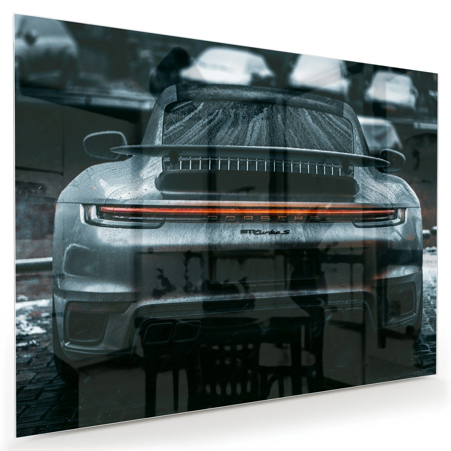 Elegantes Glasbild mit einem Sportwagen