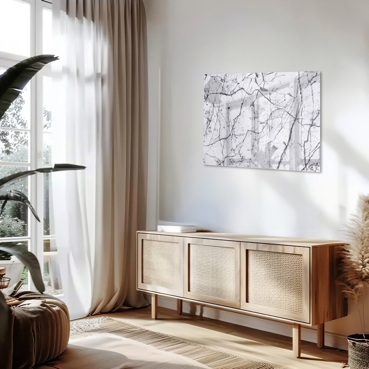 Glasbild mit abstrakter Aststruktur