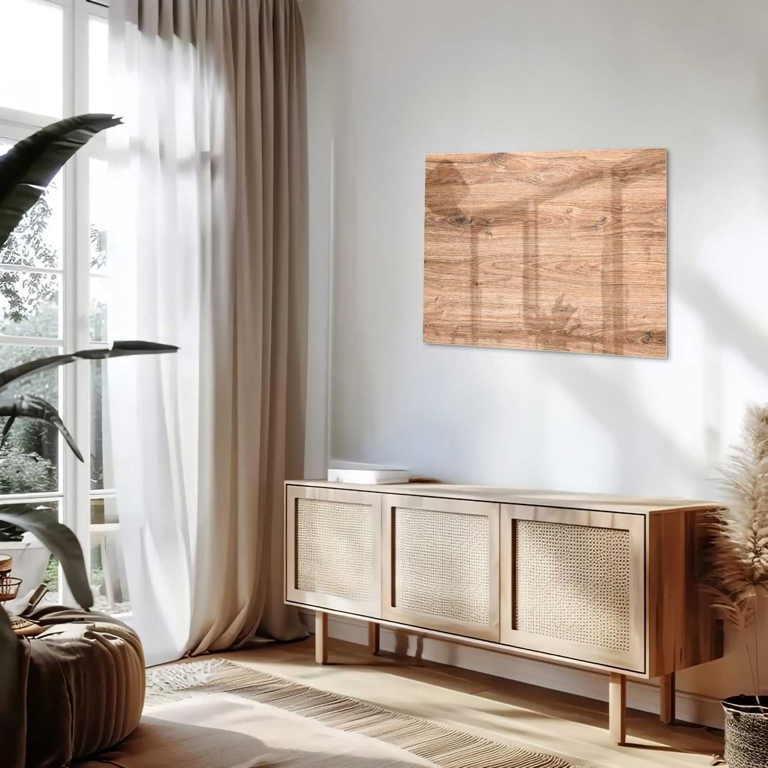 Rustikales Glasbild mit Holzoptik