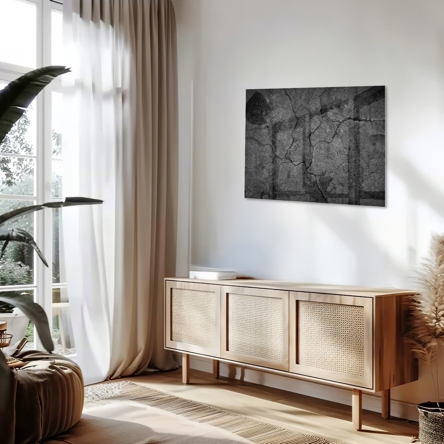Modernes Glasbild mit abstrakter Struktur