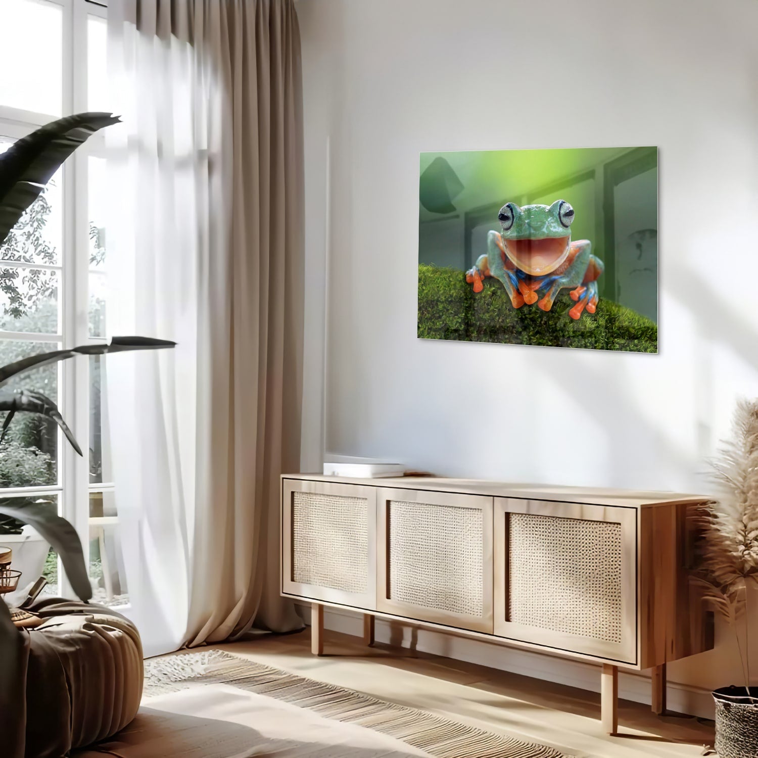 Fröhliches Glasbild mit Laubfrosch