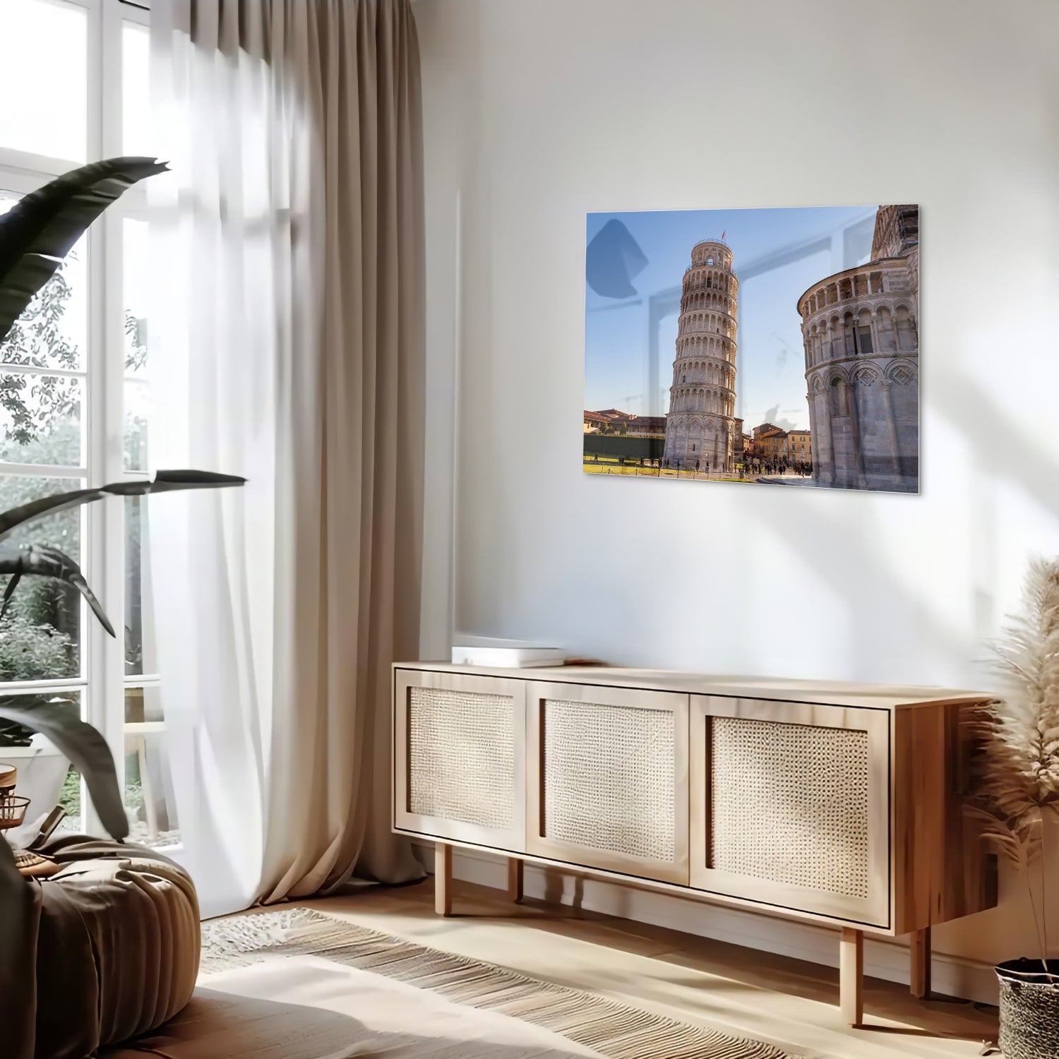 Glasbild mit dem Schiefen Turm von Pisa