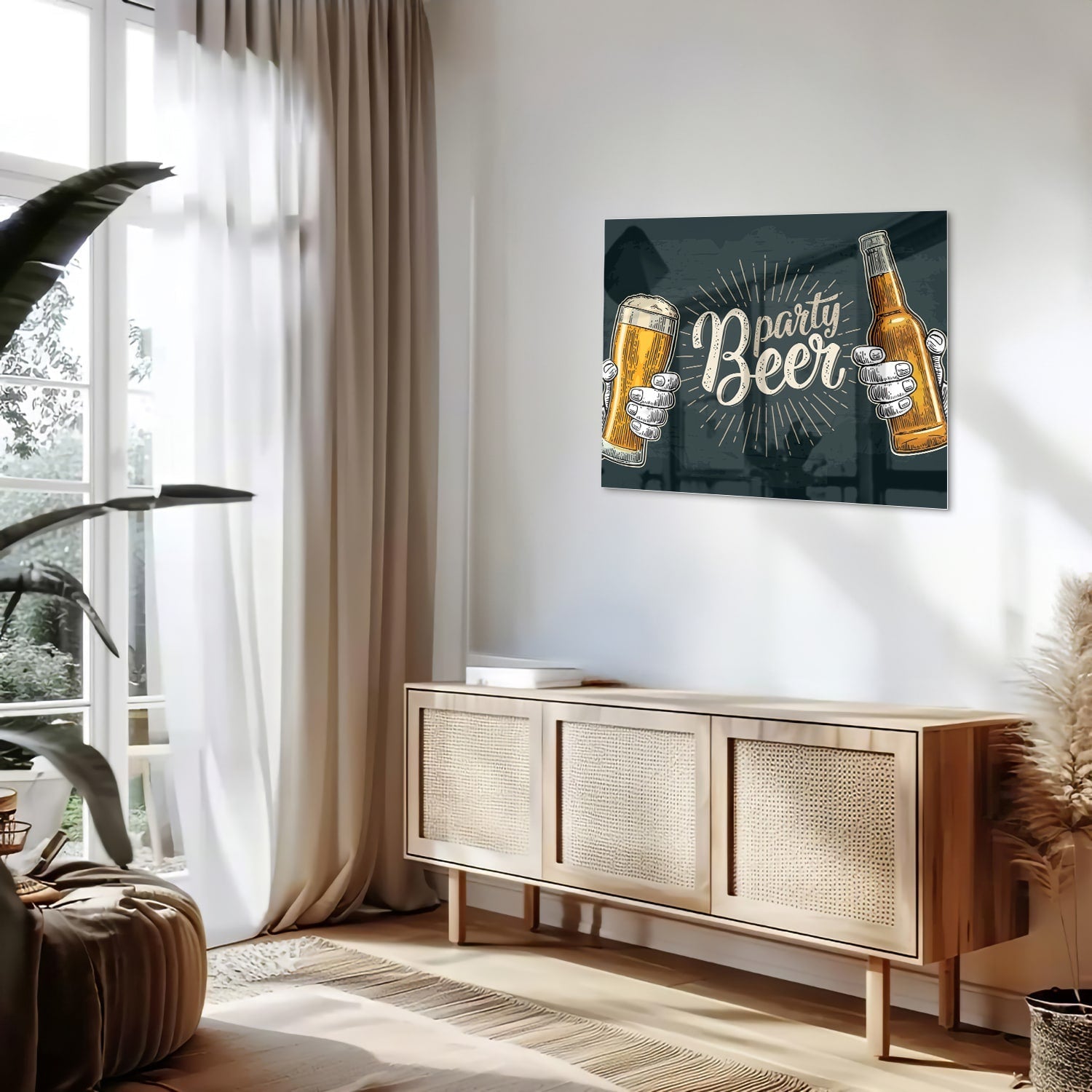 Festliches Glasbild mit Bier