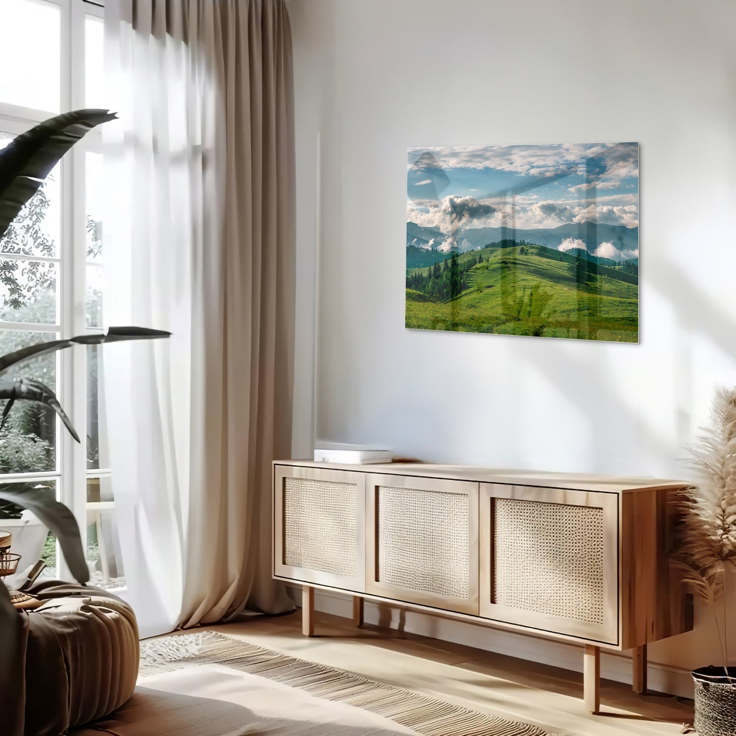 Glasbild mit atemberaubender Berglandschaft