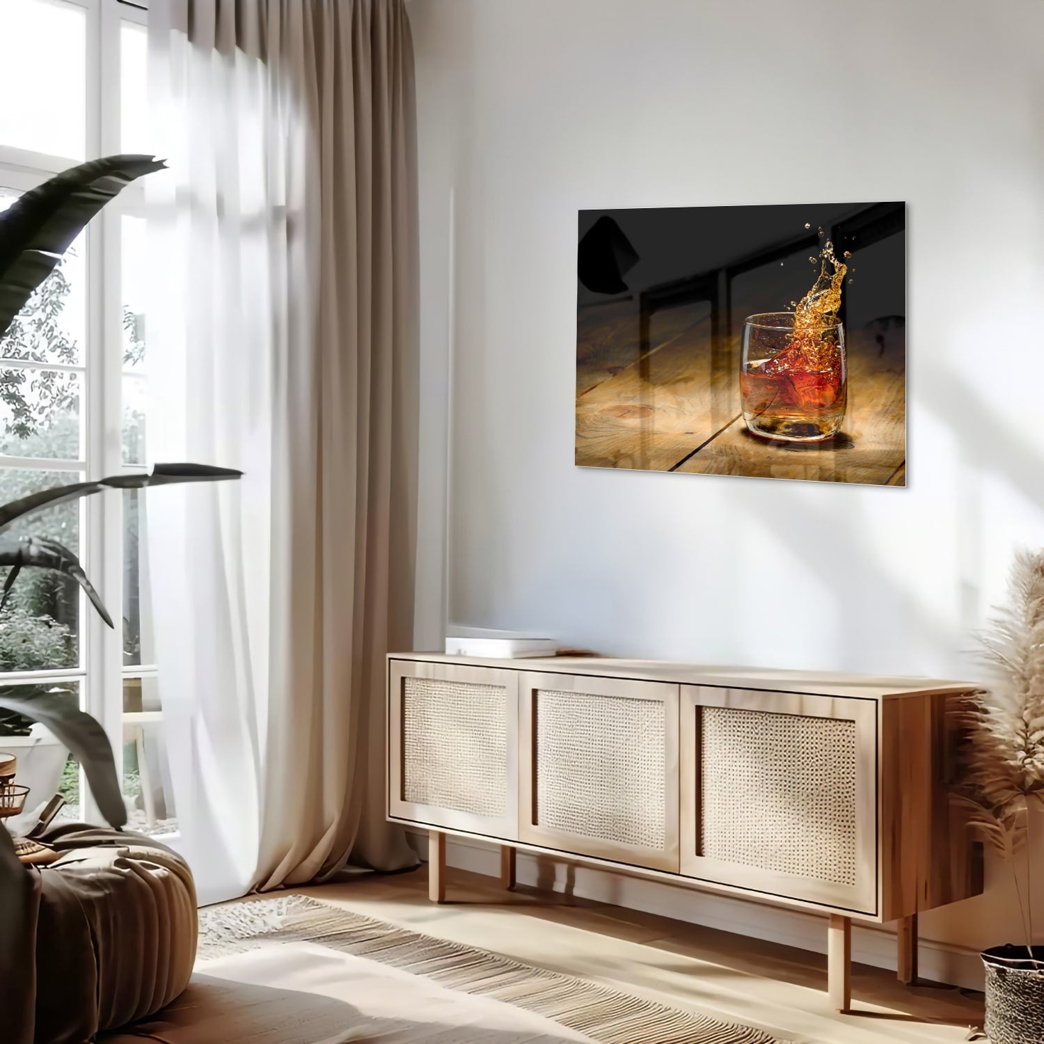 Glasbild mit spritzigem Getränk