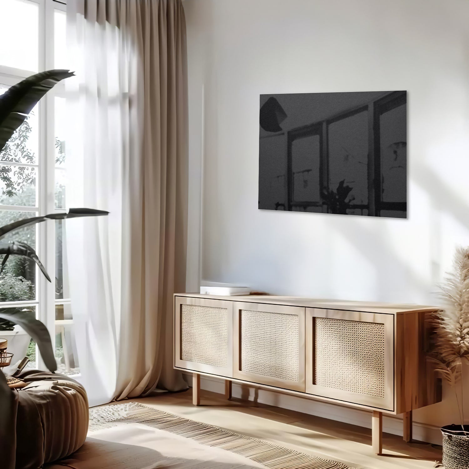 Elegantes Glasbild in einem modernen Interieur