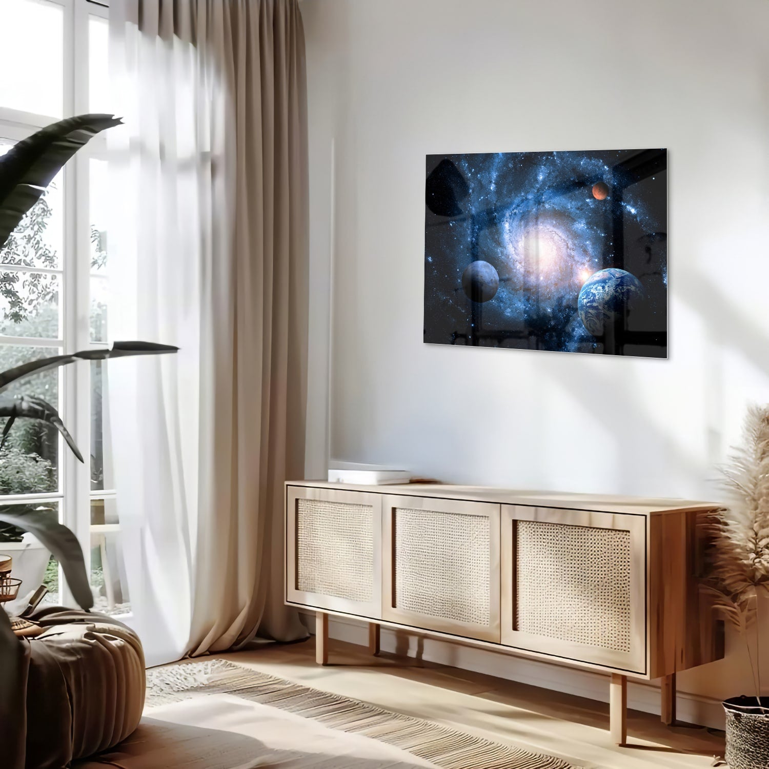 Glasbild mit Weltall und Planeten