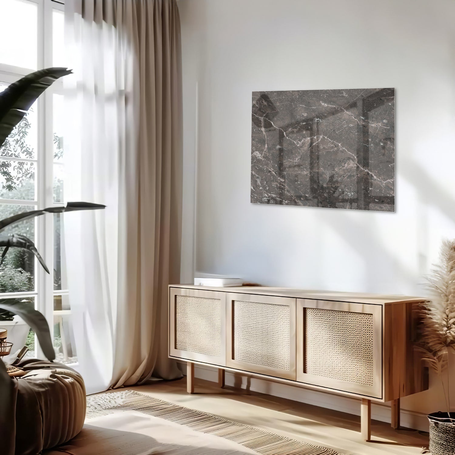 Elegantes Glasbild mit Marmordesign