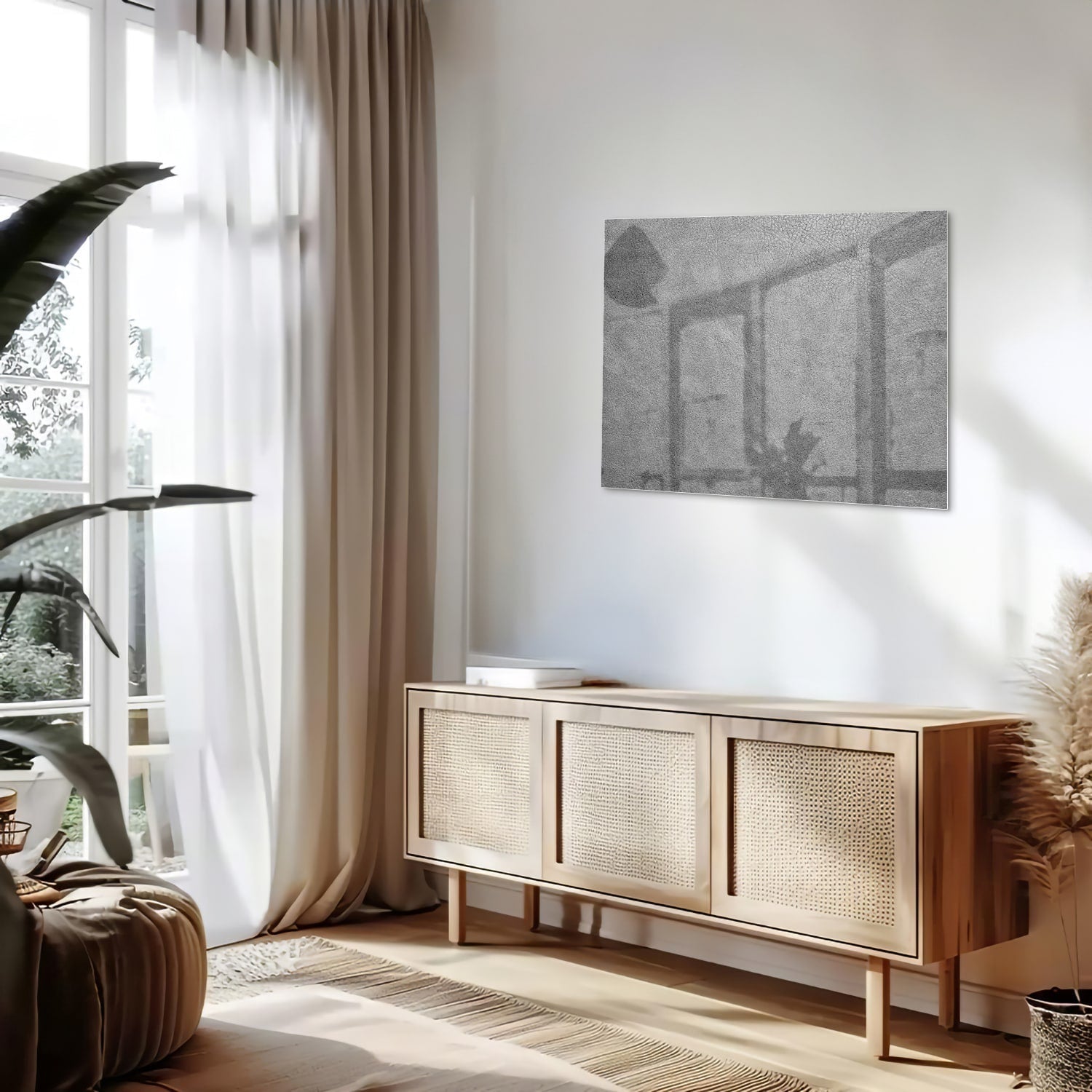 Minimalistisches Glasbild mit Schatten