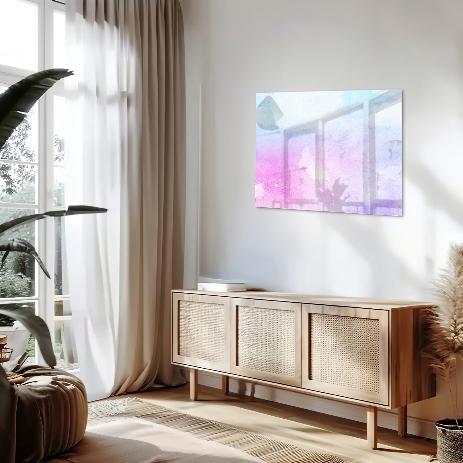 Raffiniertes Glasbild mit violetten Farbtönen